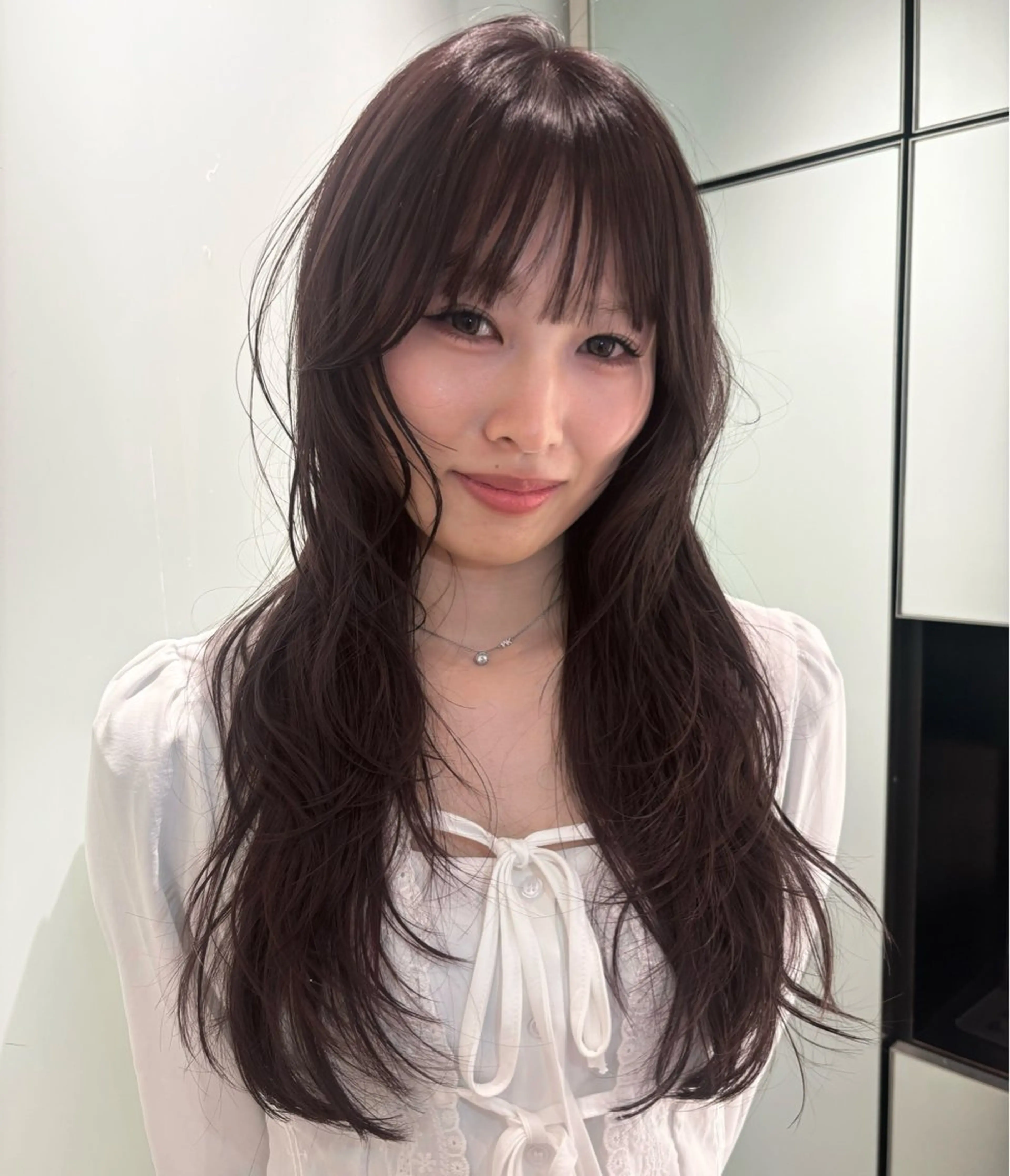 セミロング レイヤーカット カット 栄/レイヤーカット/ ベージュカラー/モモのヘアスタイル