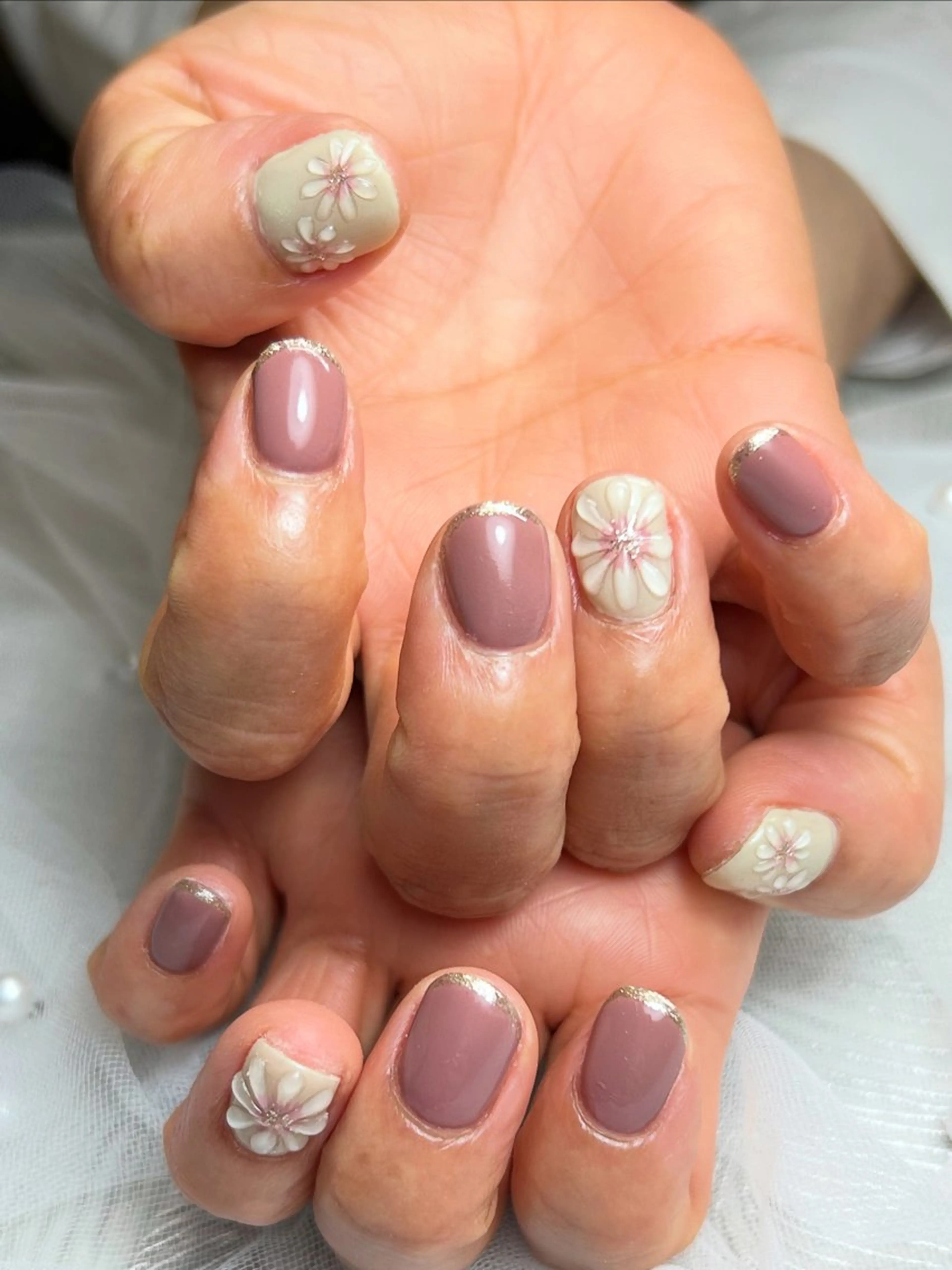 ネイル アートネイル フラワーネイル ロングネイル ピンク ピンクベージュ プライベートサロン マニフィークのネイルデザイン