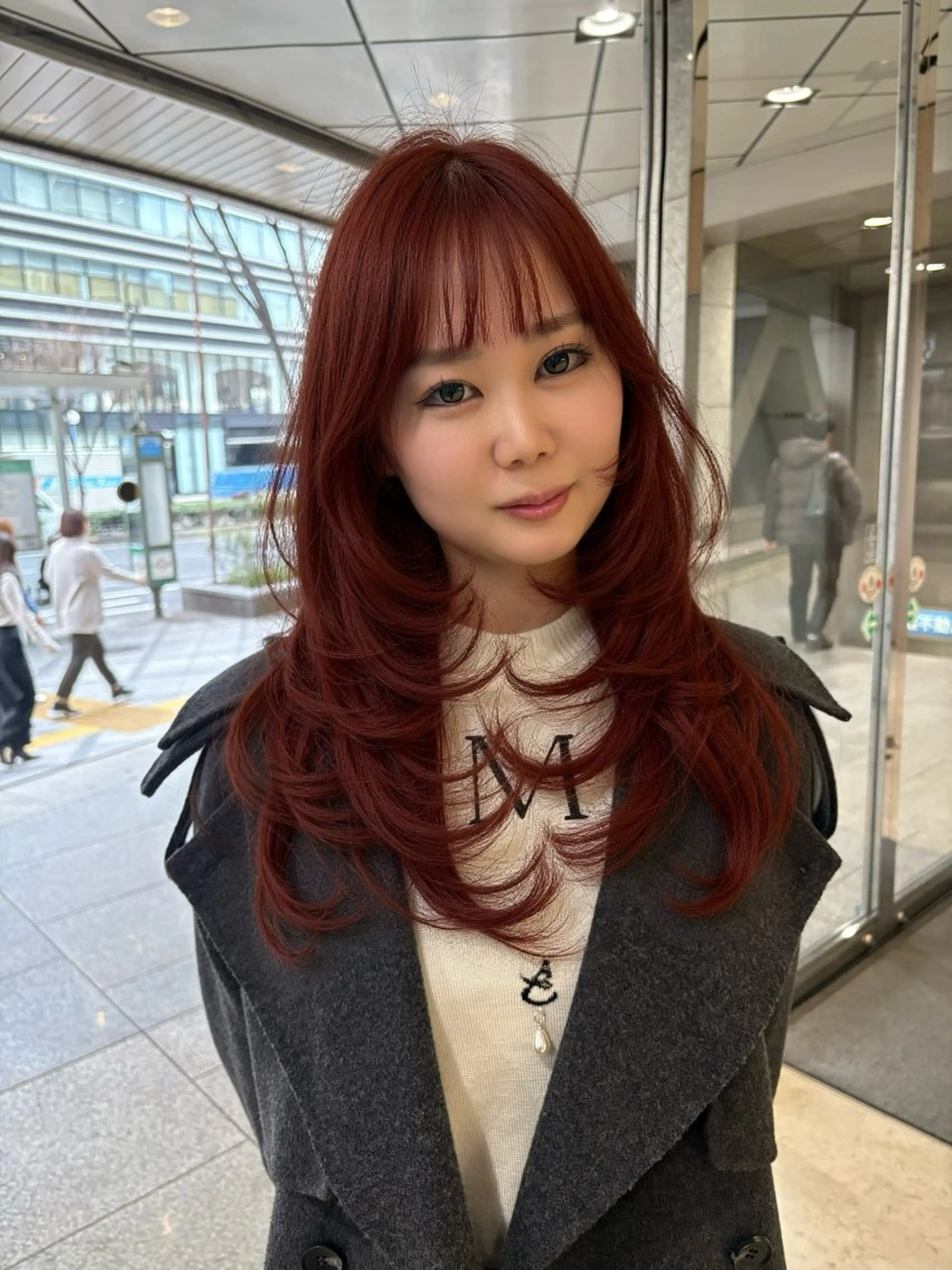 ロング カラー カット ヘアカラー トリートメント ハイライト、レイヤー カット/西梅田/中西のヘアスタイル