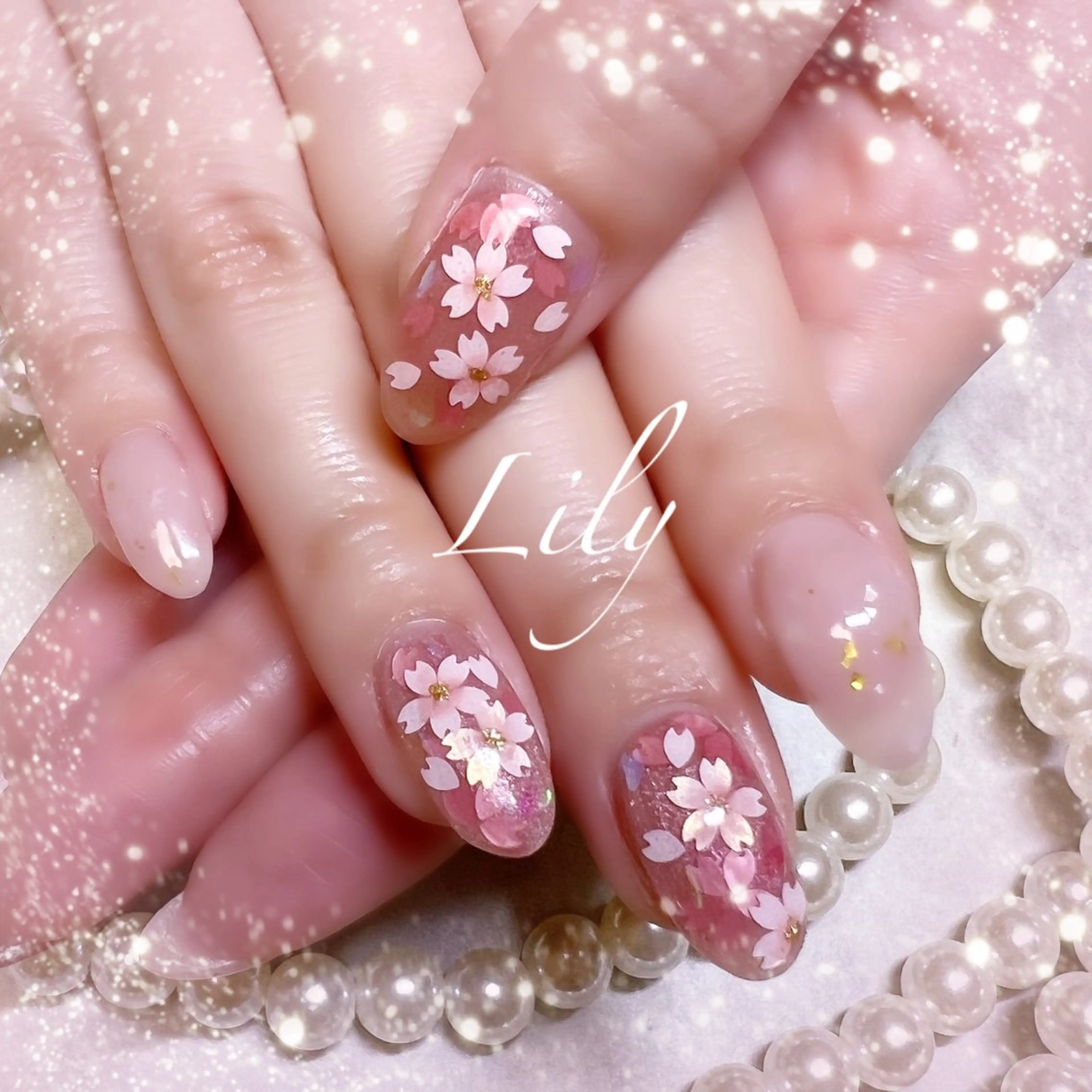 ネイル 桜ネイル ハンドネイル Nailsalon Lilyのネイルデザイン