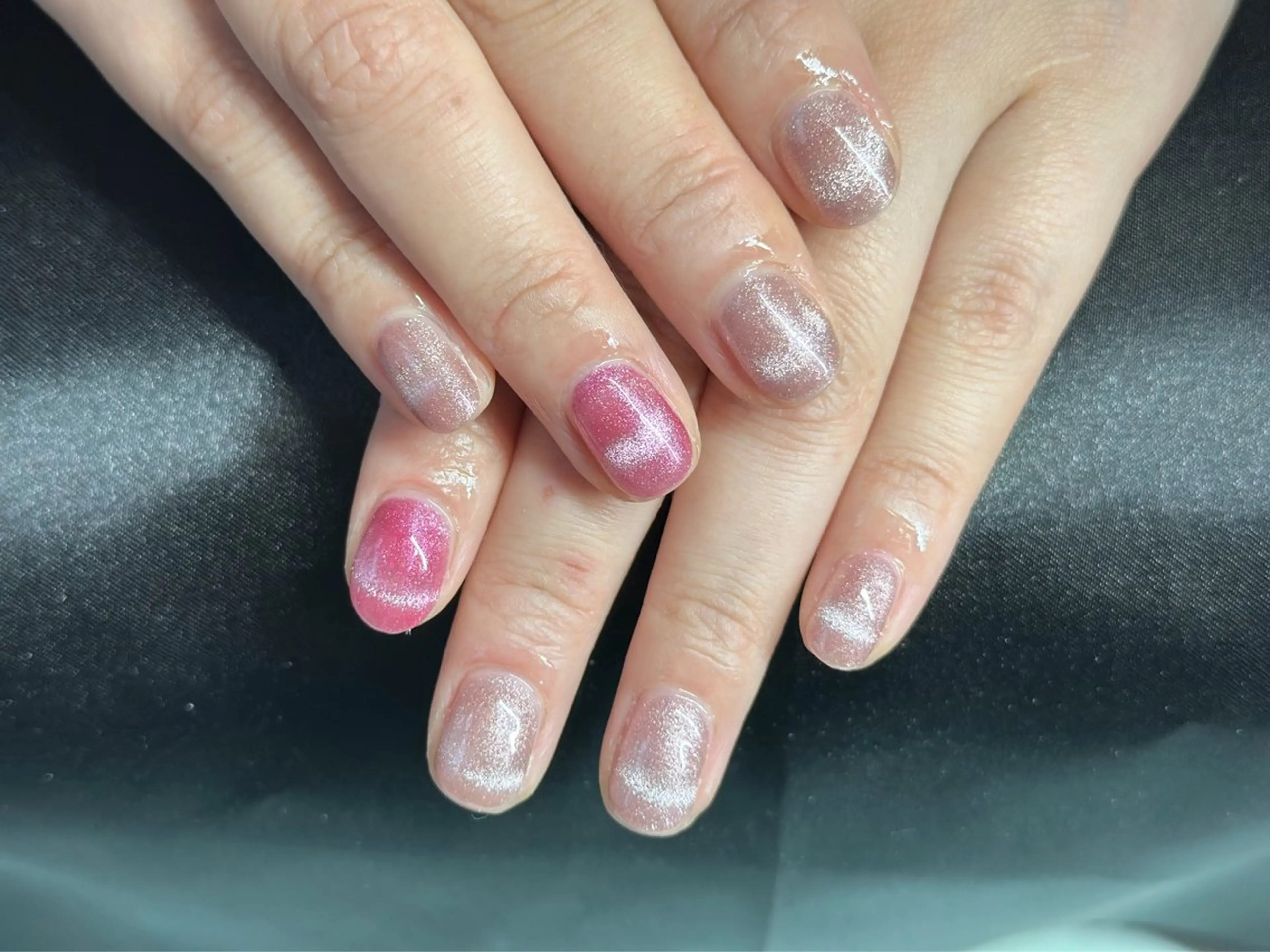 ネイル フレンチネイル マグネットネイル ハンドネイル Nail_ SkyBlue_Jのネイルデザイン