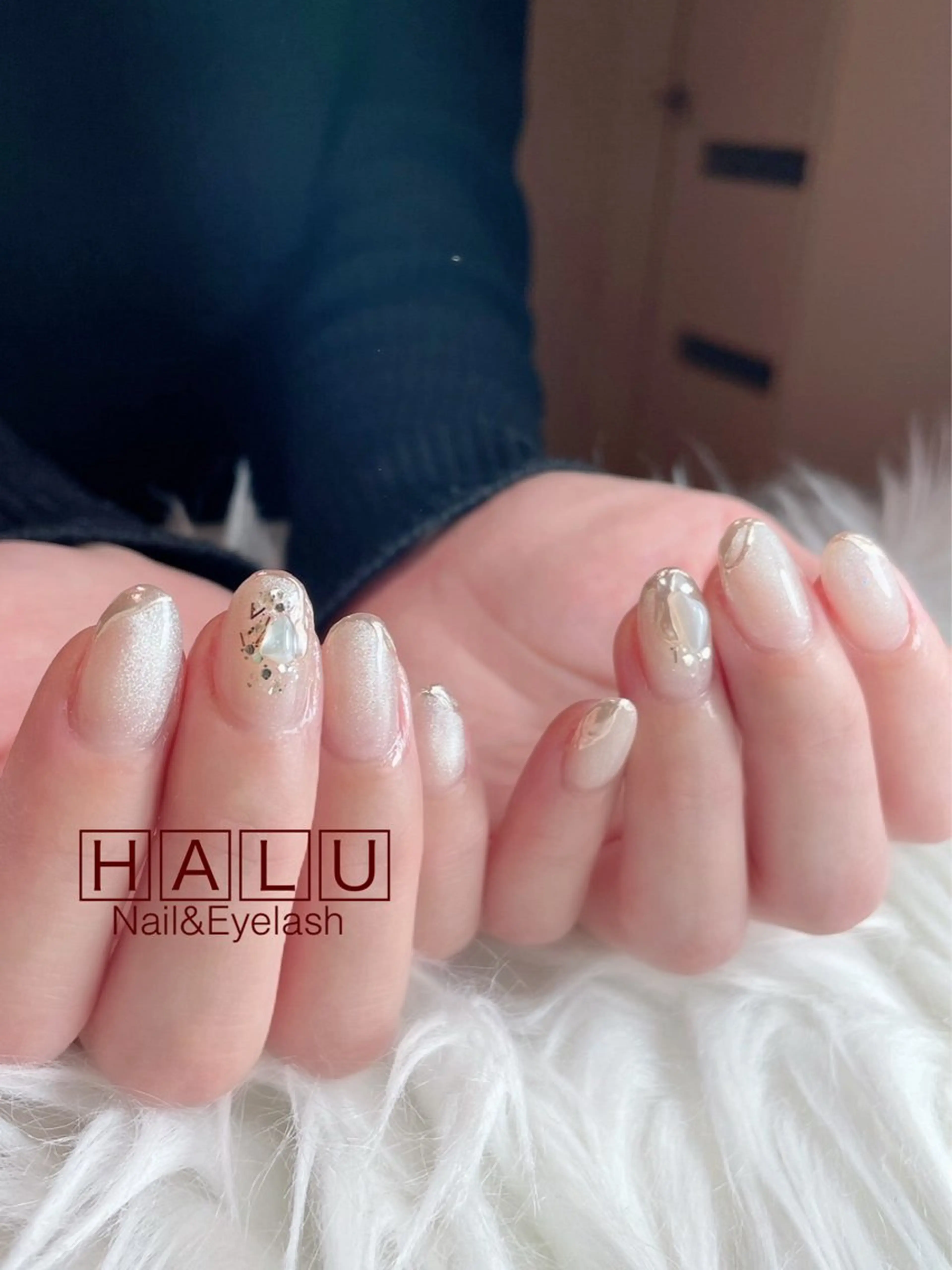 ネイル ミラーネイル オフィスネイル HALU ハルのネイルデザイン