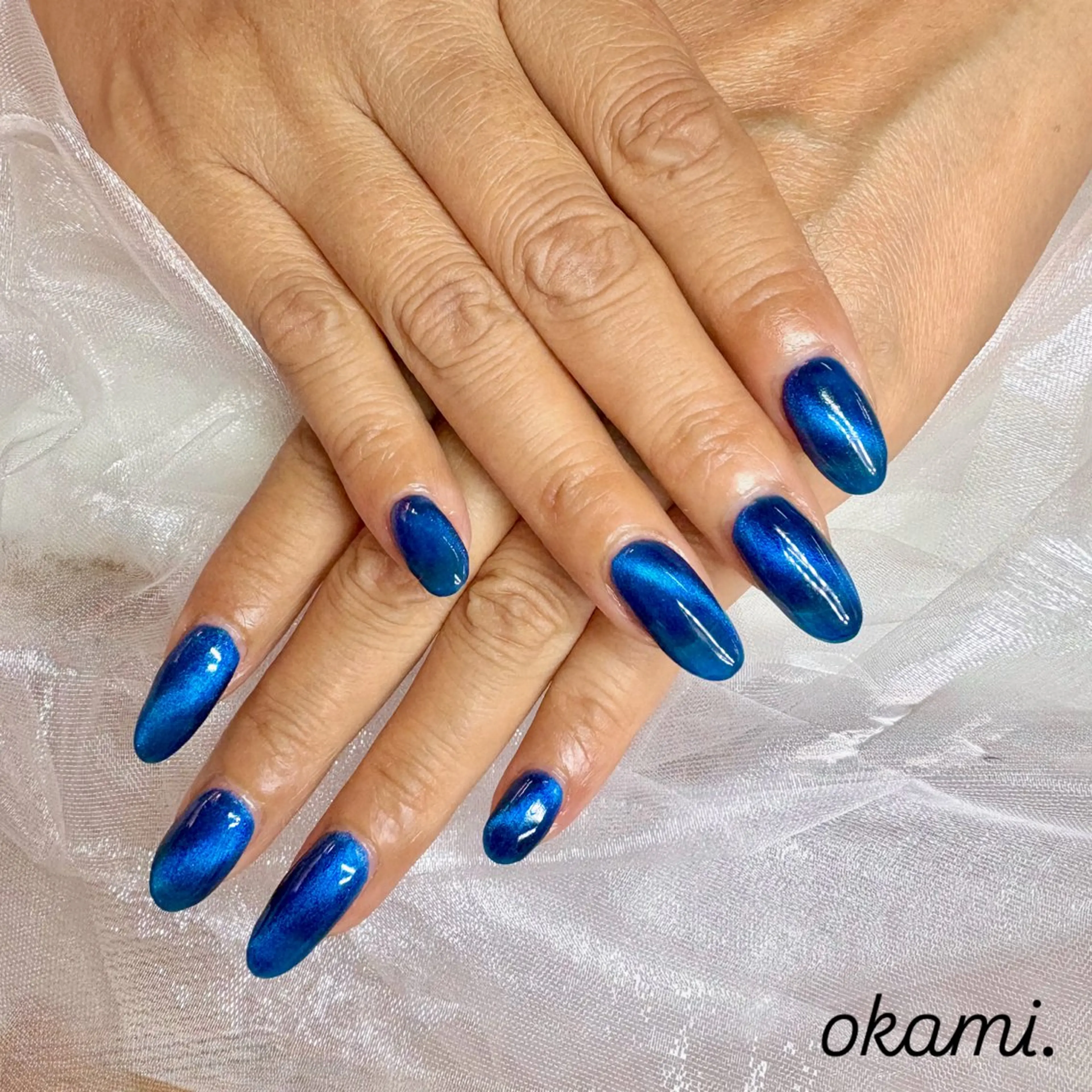 ネイル ブルー おかみねいる所属・津久井 美紅のネイルデザイン