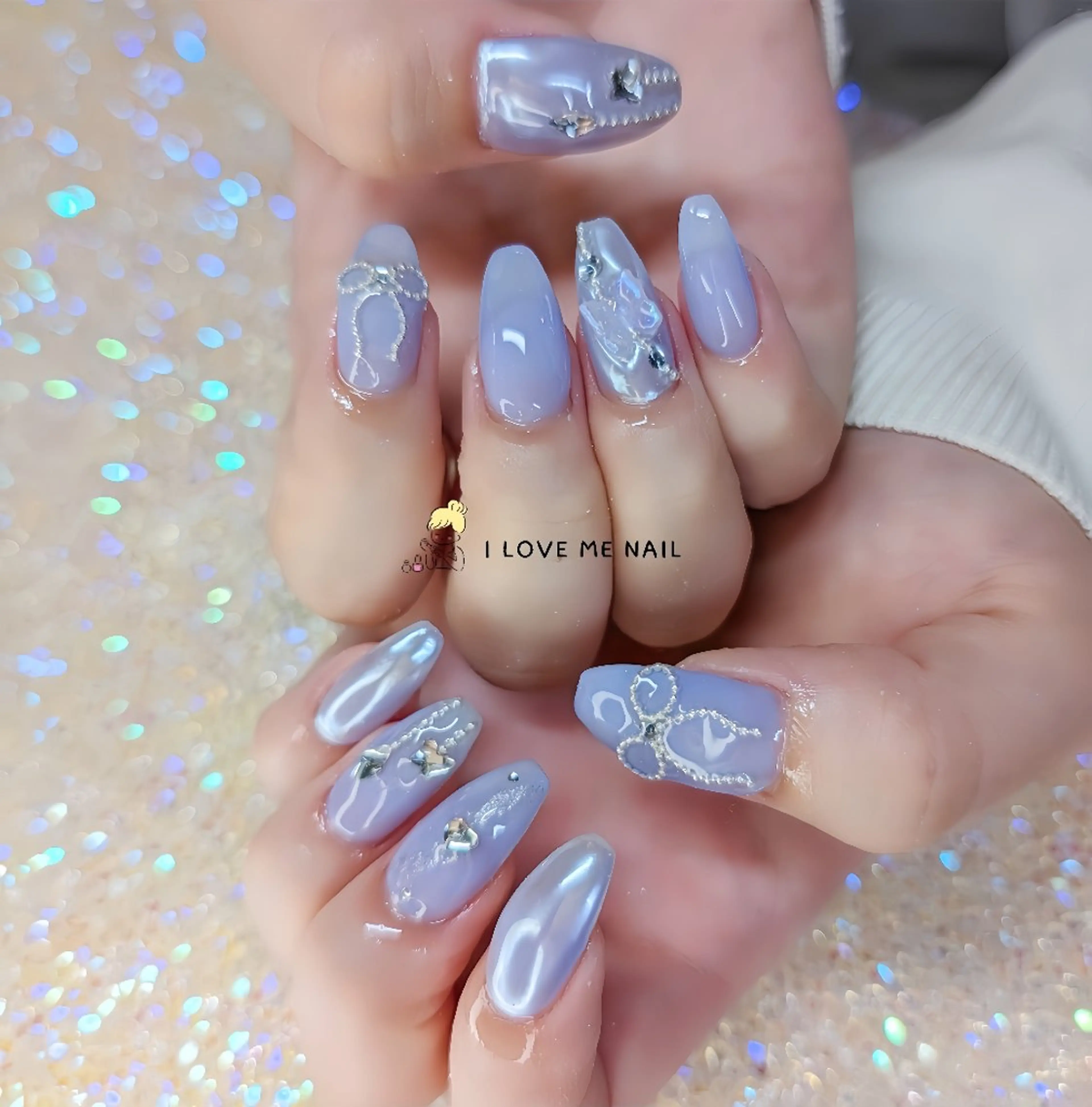 ネイル 長さ出し ジェルネイル ハート 韓国ネイル マグネットネイル ハンドネイル I LOVE ME  NAIL.｡.:*♡のネイルデザイン
