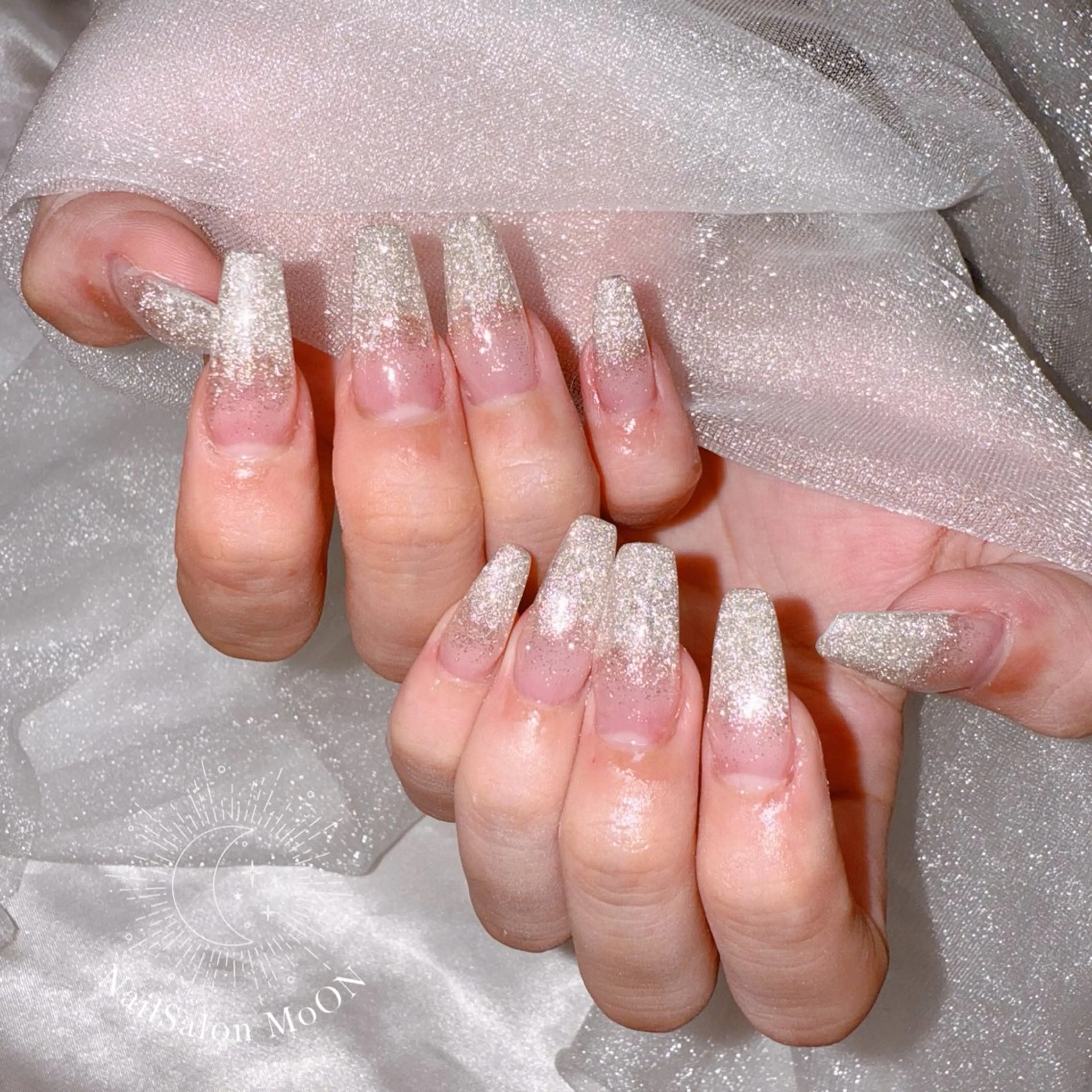 ネイル フラッシュネイル ラメ(グリッター) ハンドネイル ハンドケア MoON...❤︎ MeGuのネイルデザイン
