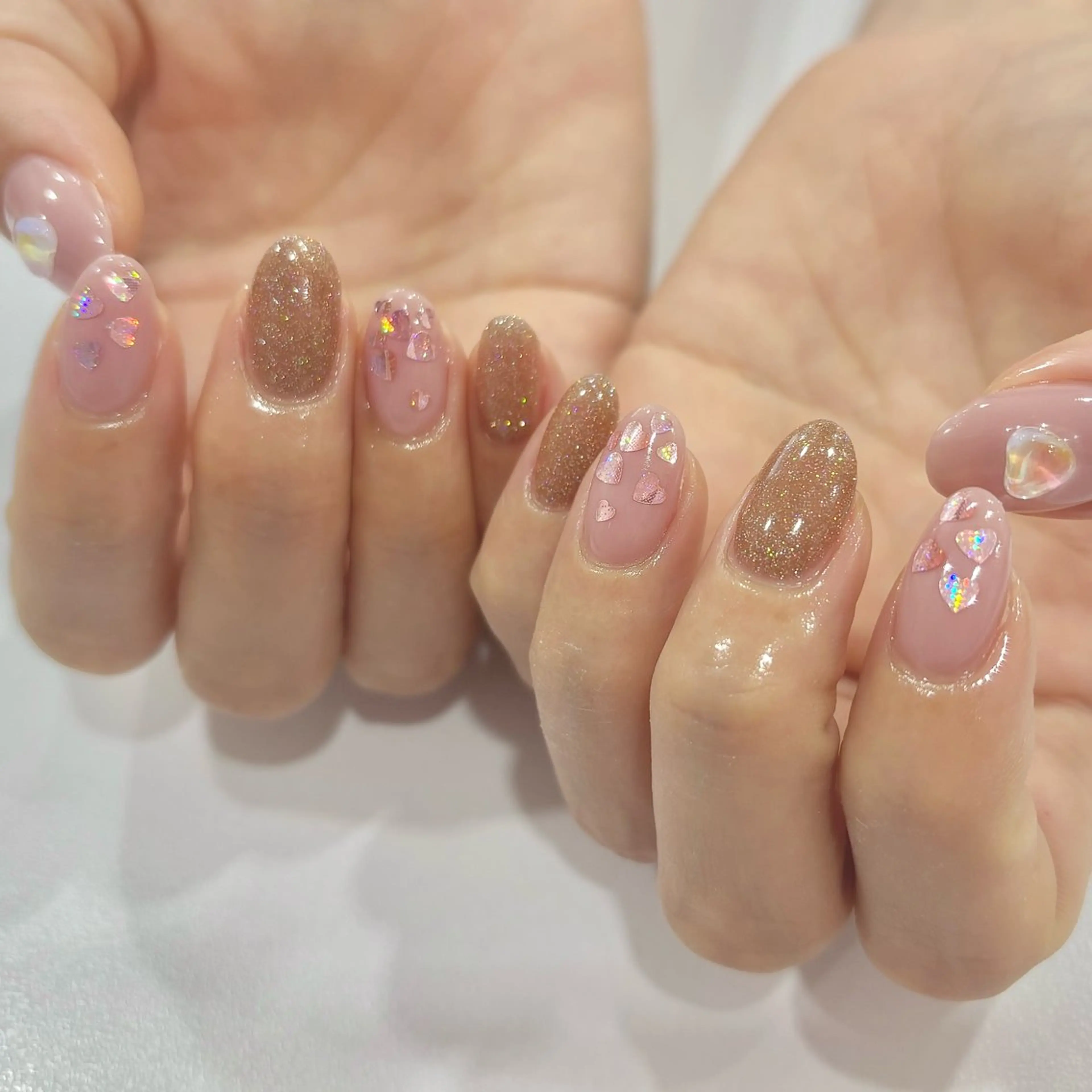 ネイル アートネイル フラッシュネイル ハート ピンク シンプルネイル アンリッシュ池袋 小泉のネイルデザイン