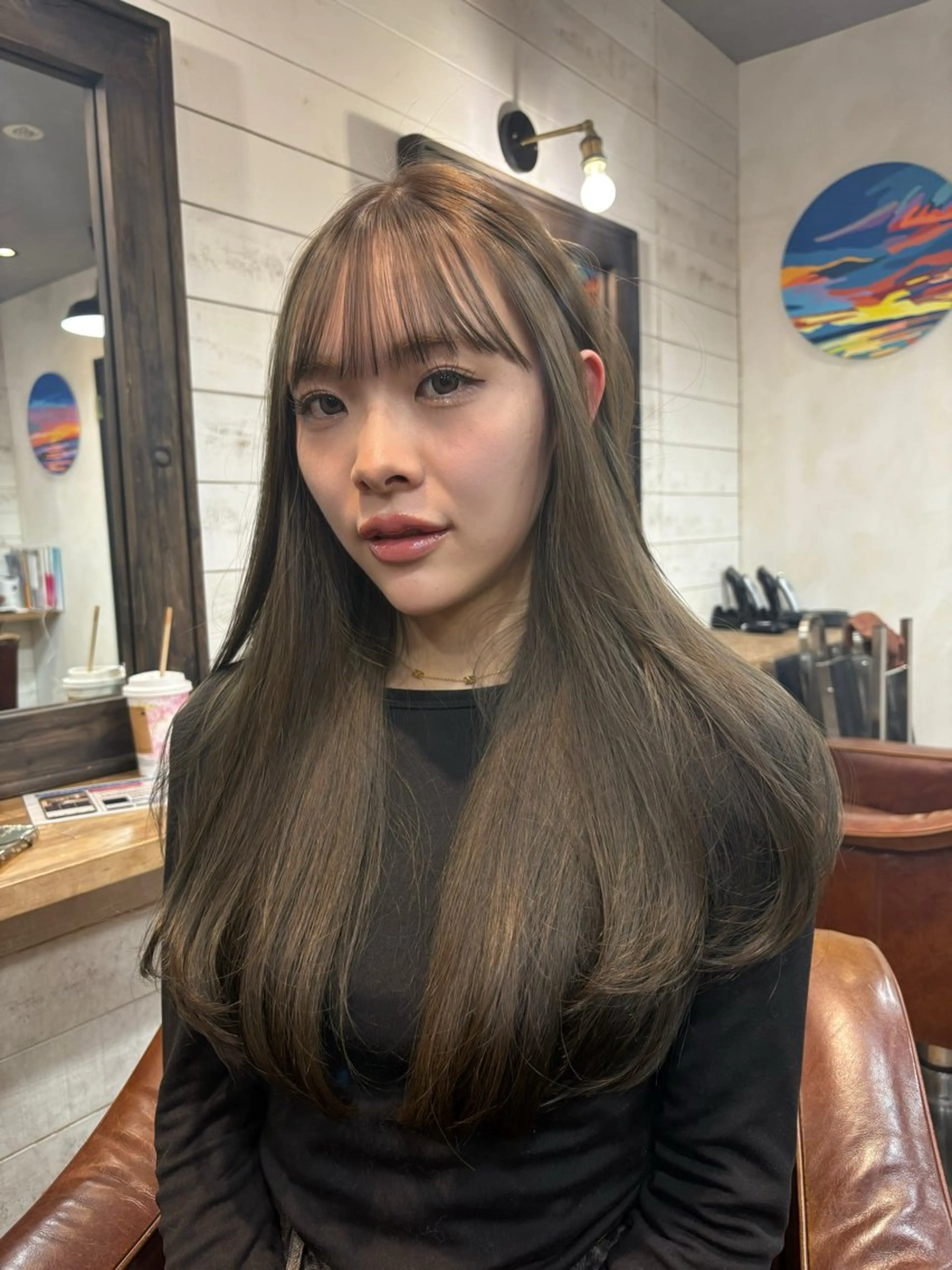 ロング カラー パーマ カット ヘアカラー レイヤー/透明感/ ブリーチなし/わかなのヘアスタイル