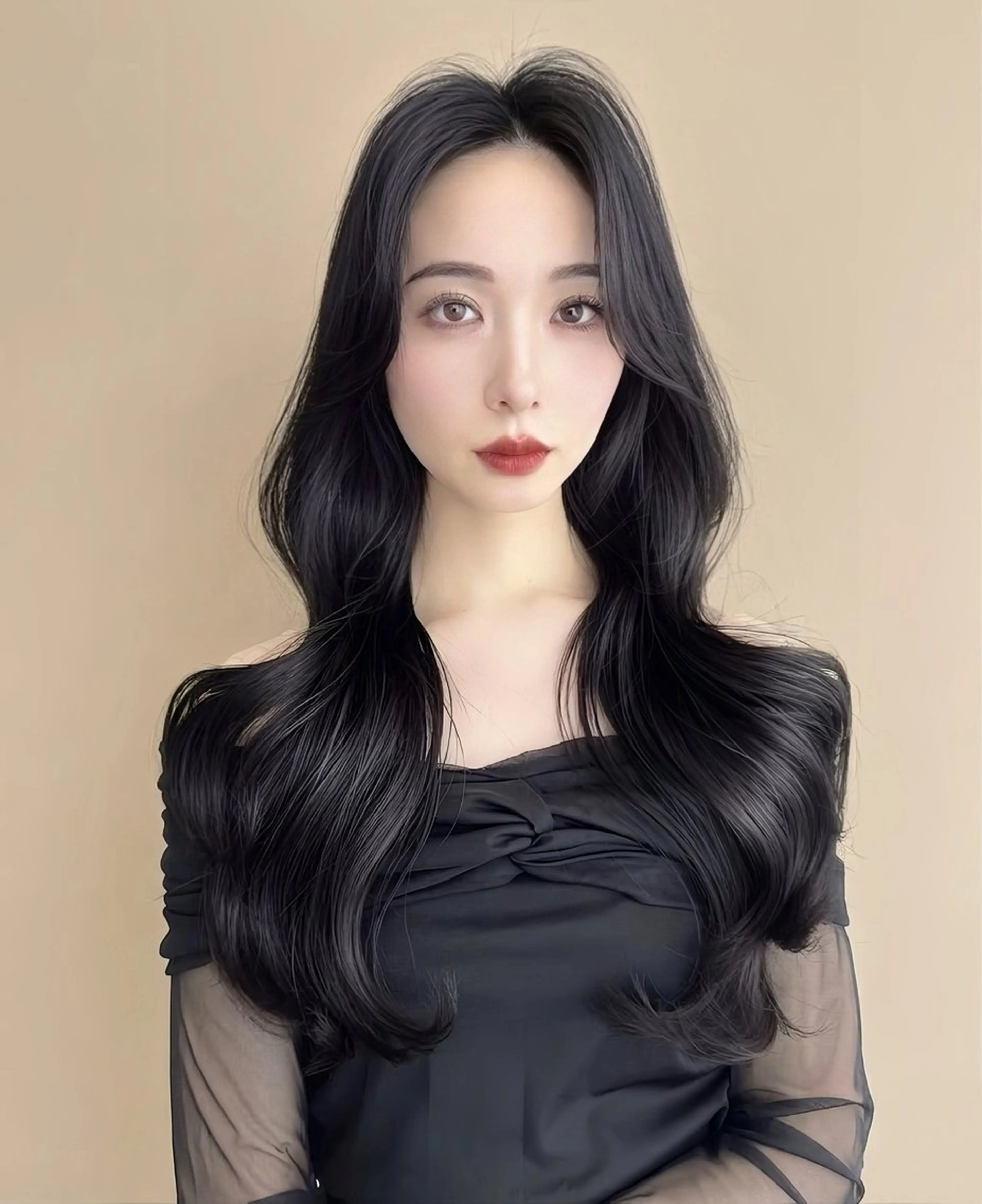 ロング カラー カット ヘアカラー トリートメント レイヤー/髪質改善 /透け感カラー/艶髪のヘアスタイル