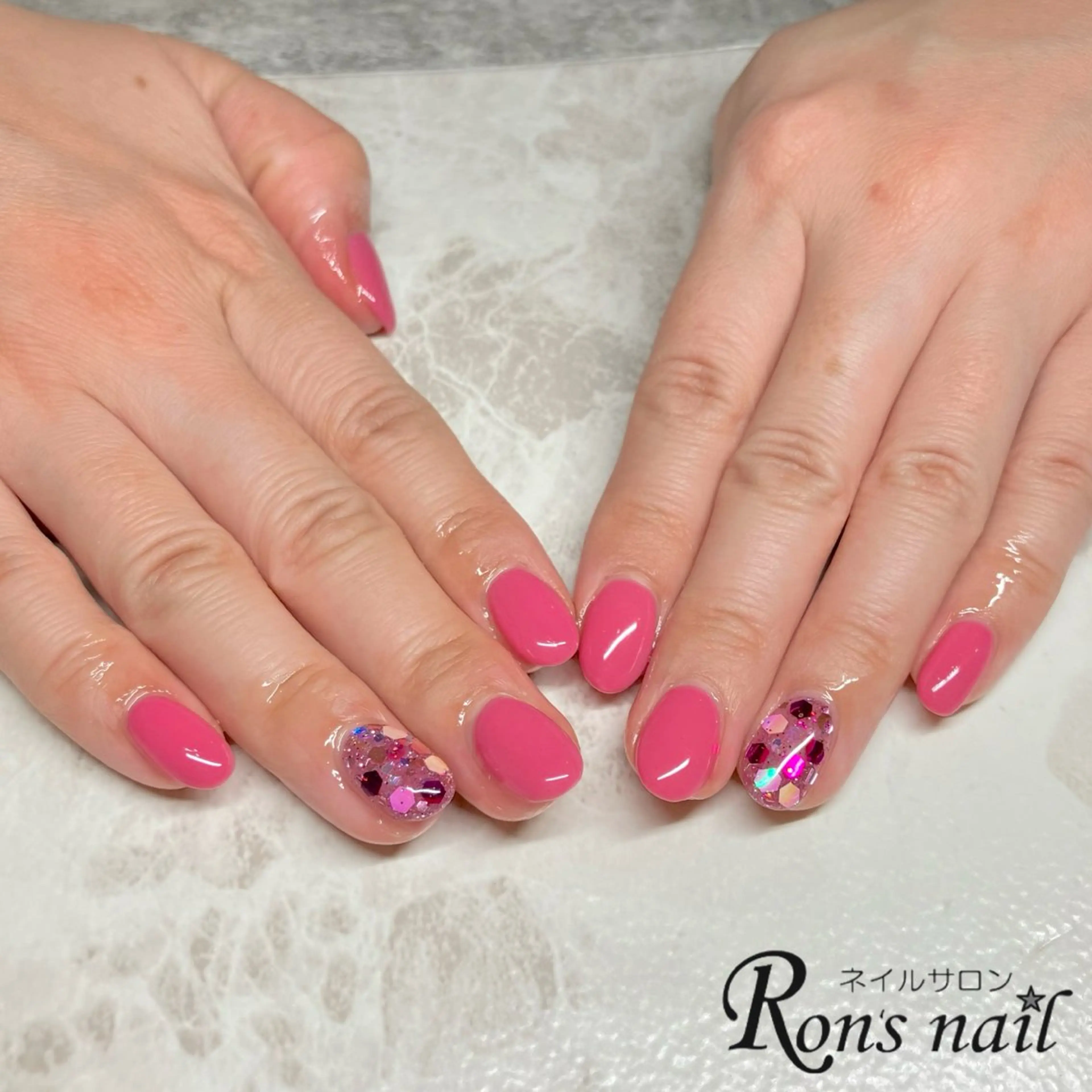 ネイル ラメ(グリッター) ワンカラーネイル Ron's nail 笹岡のネイルデザイン