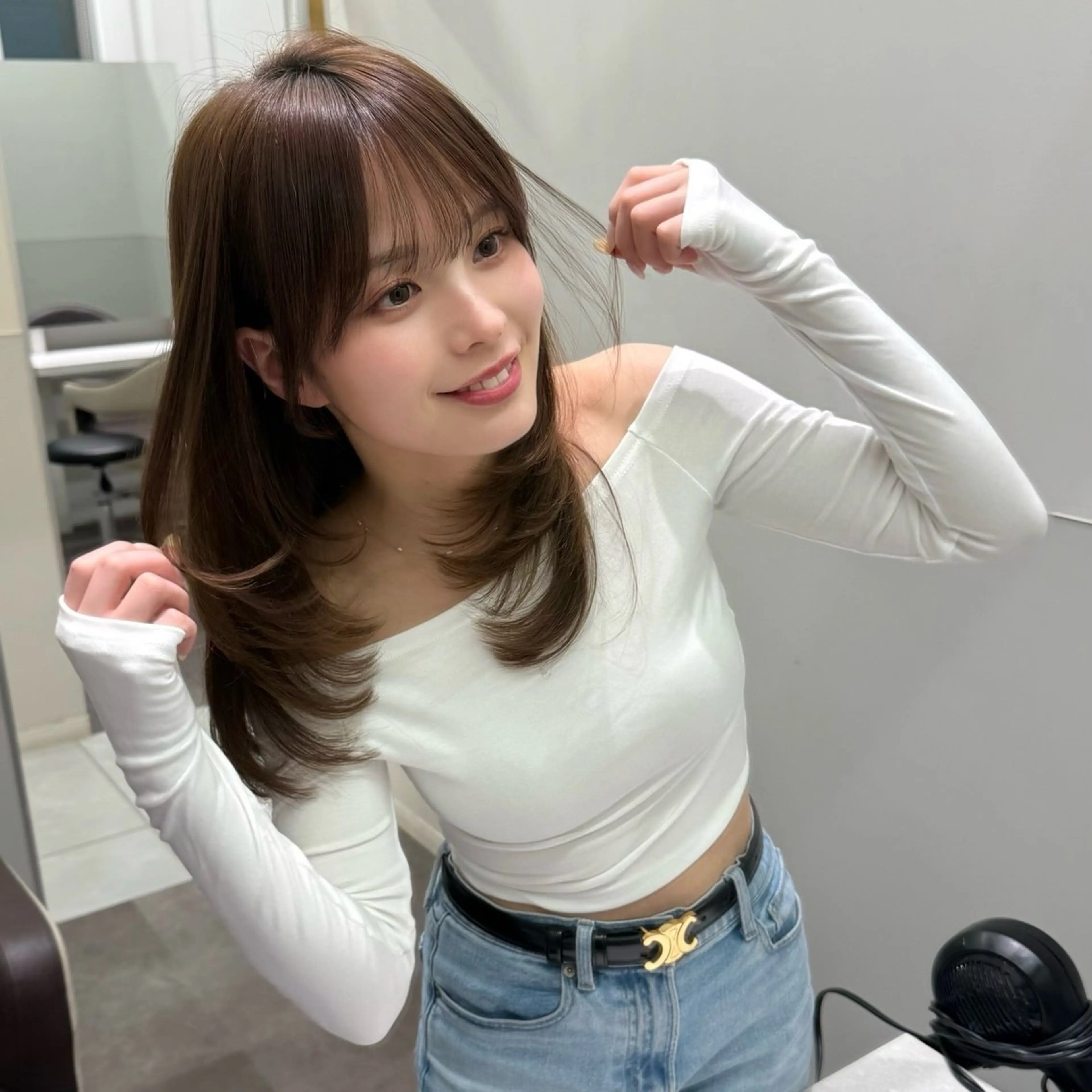 ミディアム カット ヘアカラー トリートメント SALOWIN銀座六丁目店所属・津田怜果/ 銀座/レイヤーカットのヘアスタイル