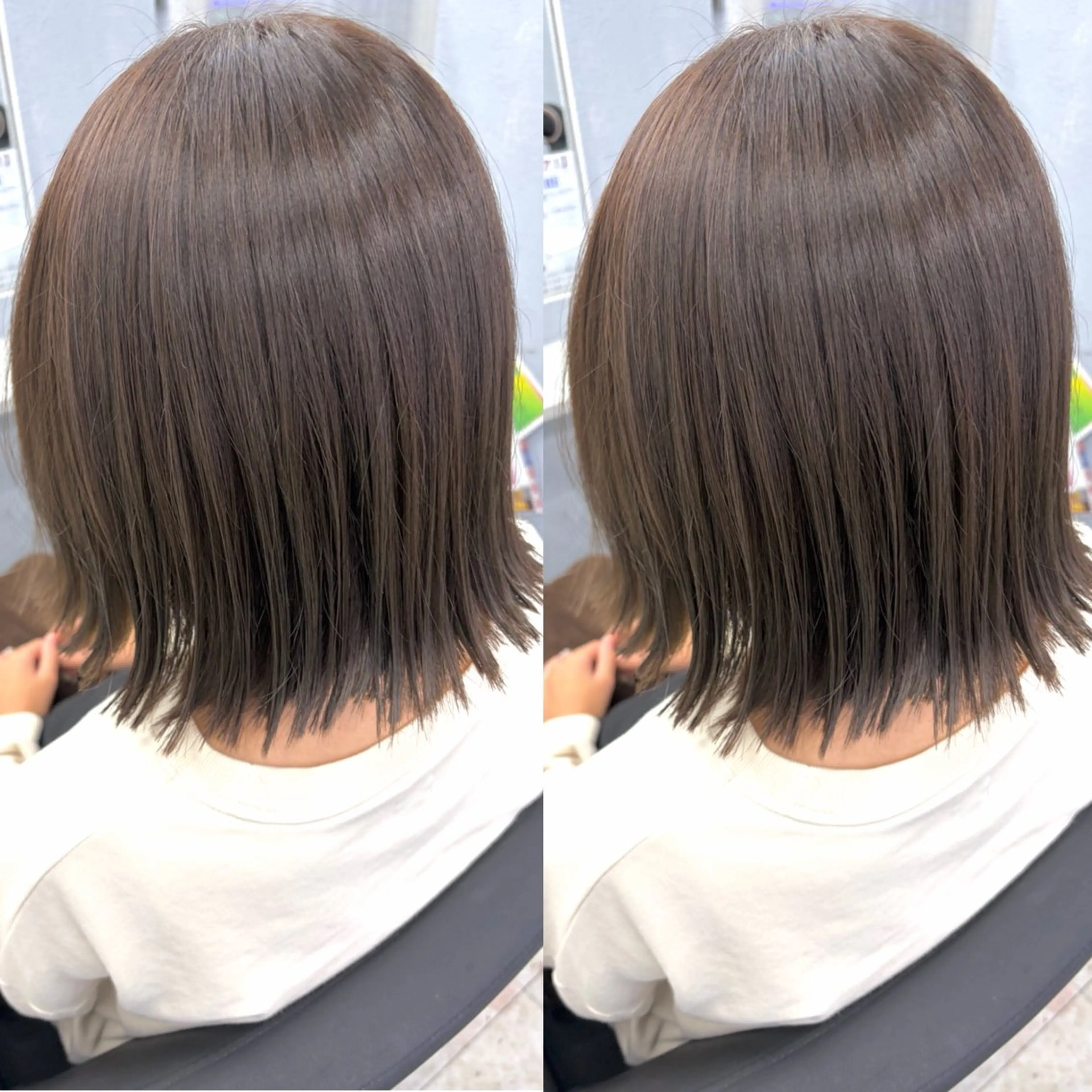 ミディアム ヘアカラー トリートメント 透明感カラー🪿🤍 顔まわりカットのヘアスタイル