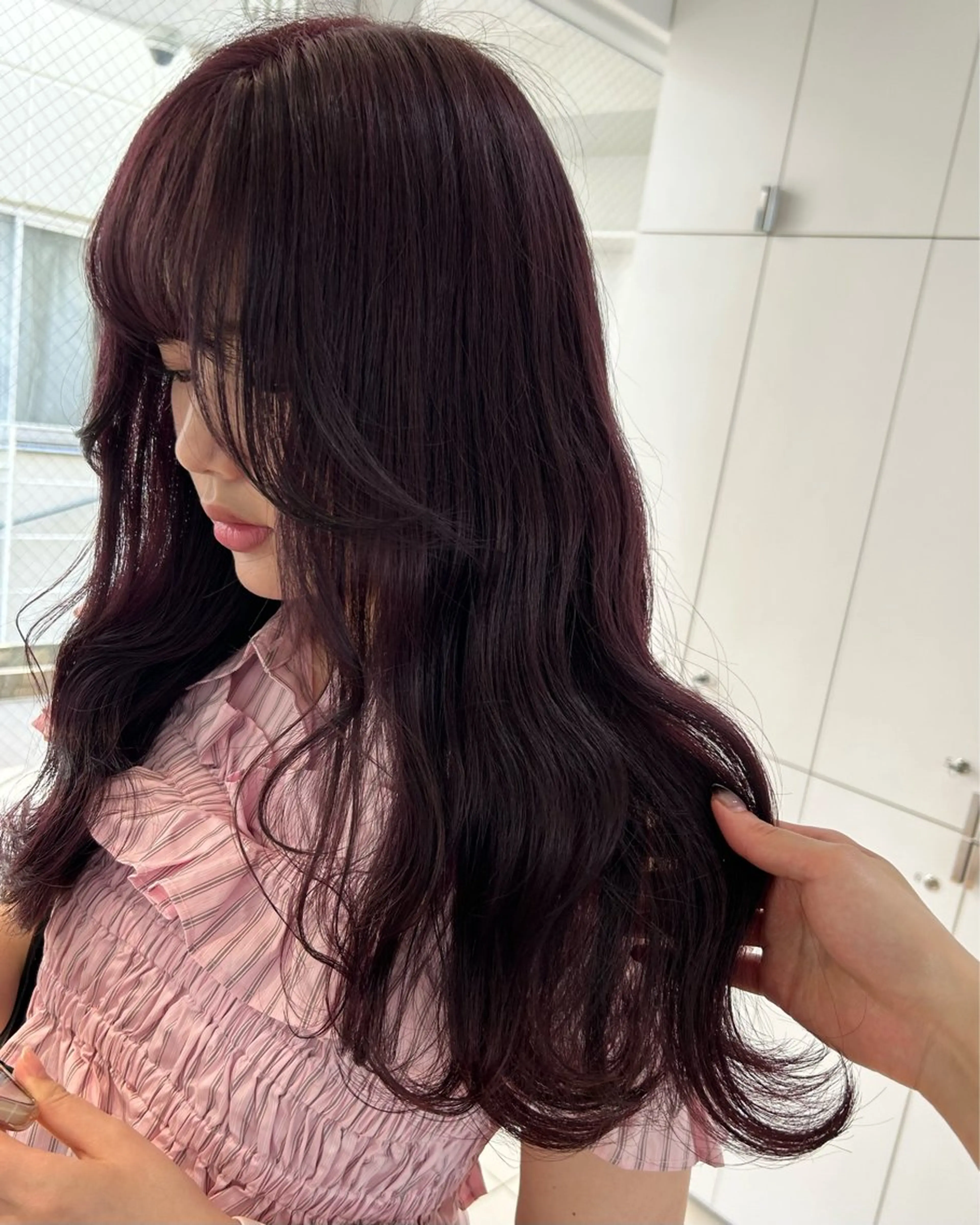 ロング カラー ヘアアレンジ カシス ラベンダーカラー ラベンダーピンク ピンクカラー 《暖色/韓国hair 》🇰🇷桑原ユキネのヘアスタイル