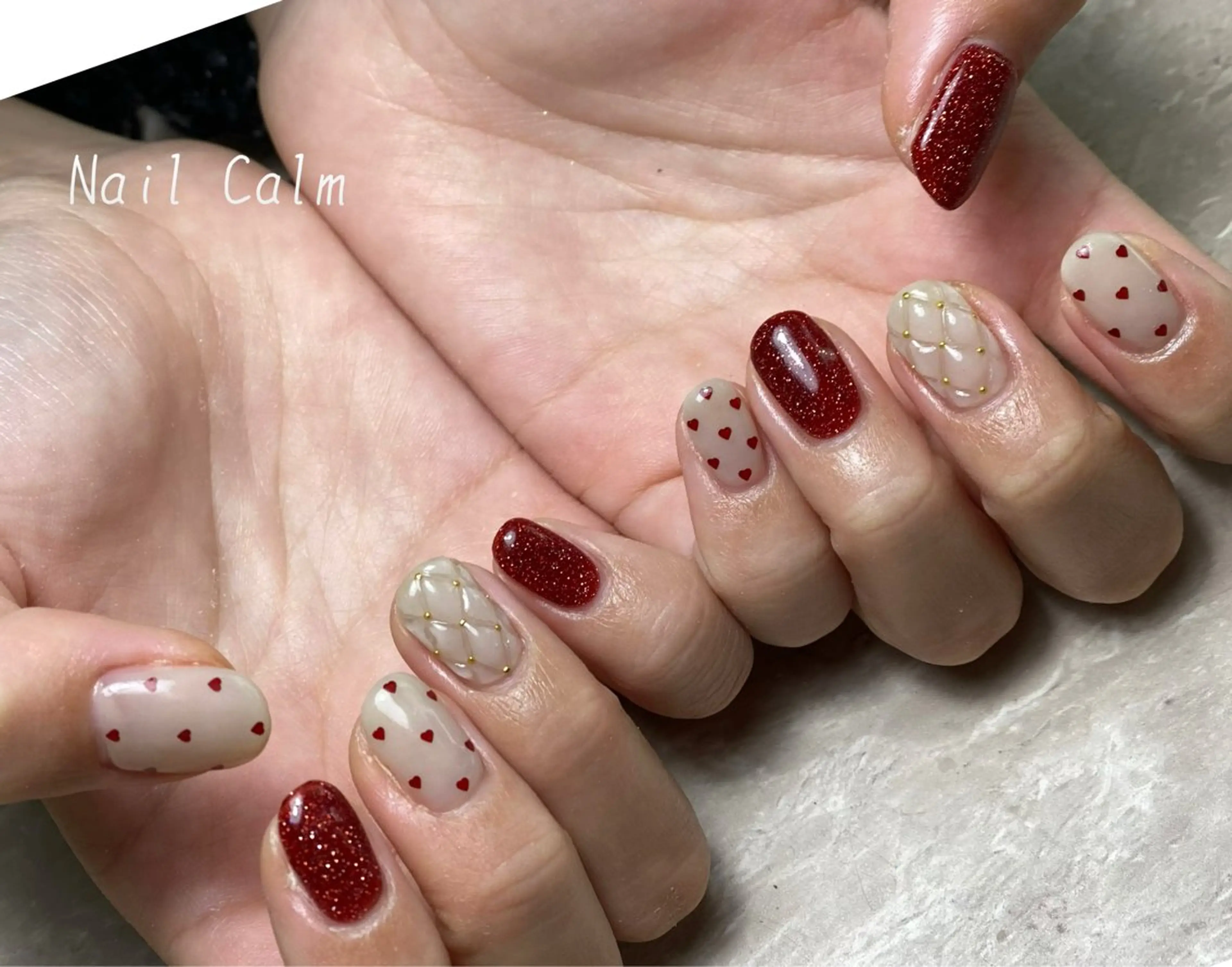 ネイル アートネイル バレンタイン ハンドネイル Nail Calm所属・プライベートサロン Calmのネイルデザイン