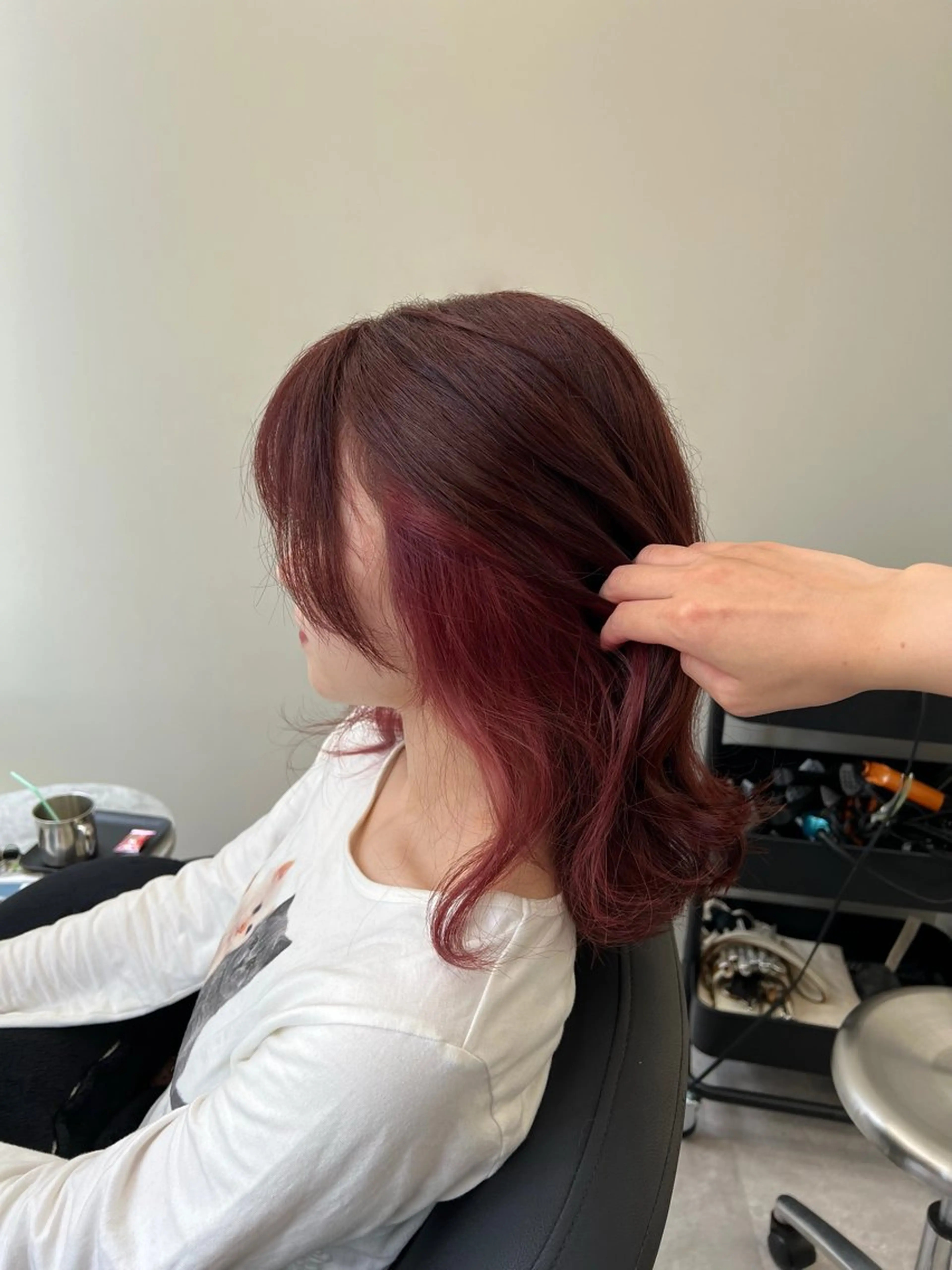 ミディアム カラー eco/堀江/ 艶カラー/縮毛矯正のヘアスタイル