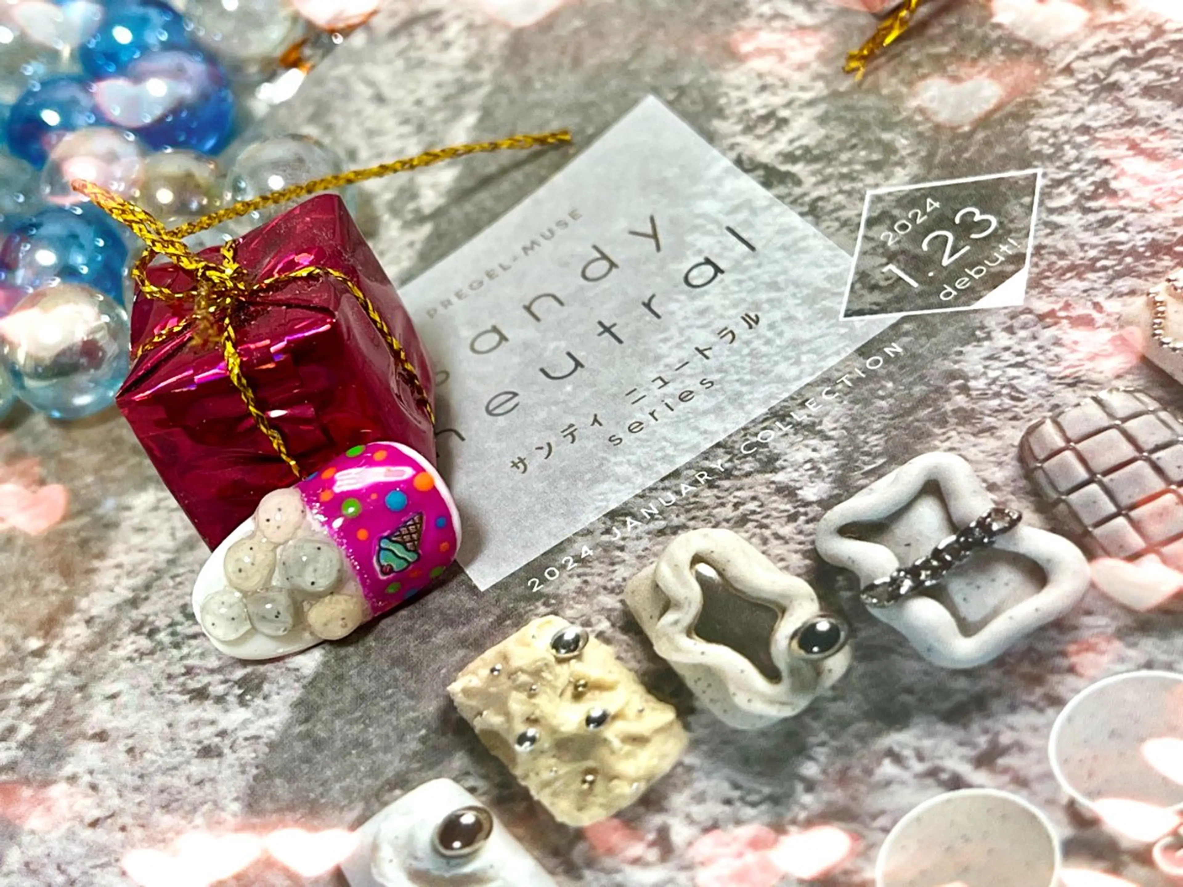 ネイル アートネイル ジェルネイル ラメ(グリッター) バレンタイン orchid ♡オーキッドのネイルデザイン