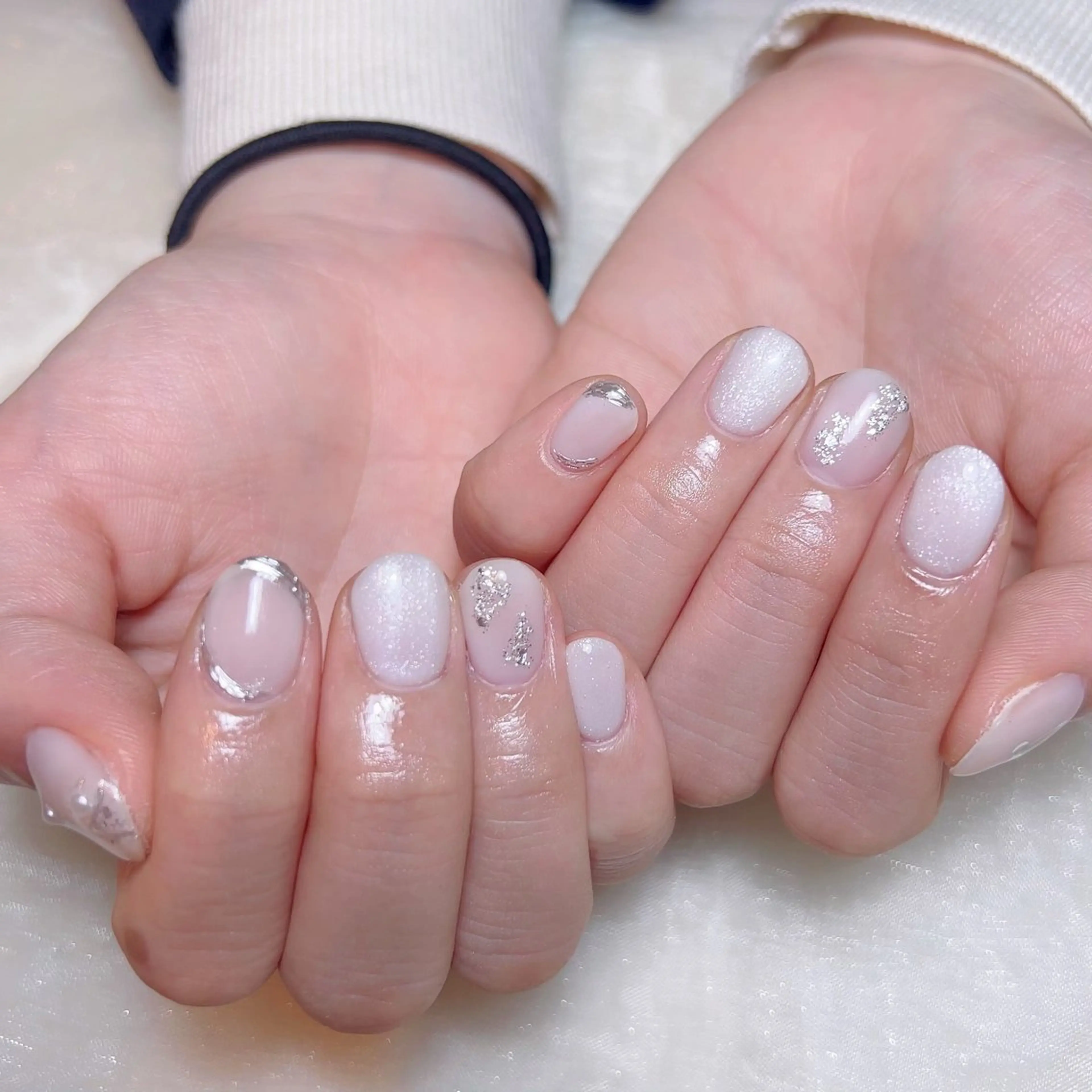 メンズ ネイル メンズ韓国風 アートネイル オーロラネイル ガーリー キラキラネイル ハンドネイル Nail salon 木にいるのネイルデザイン