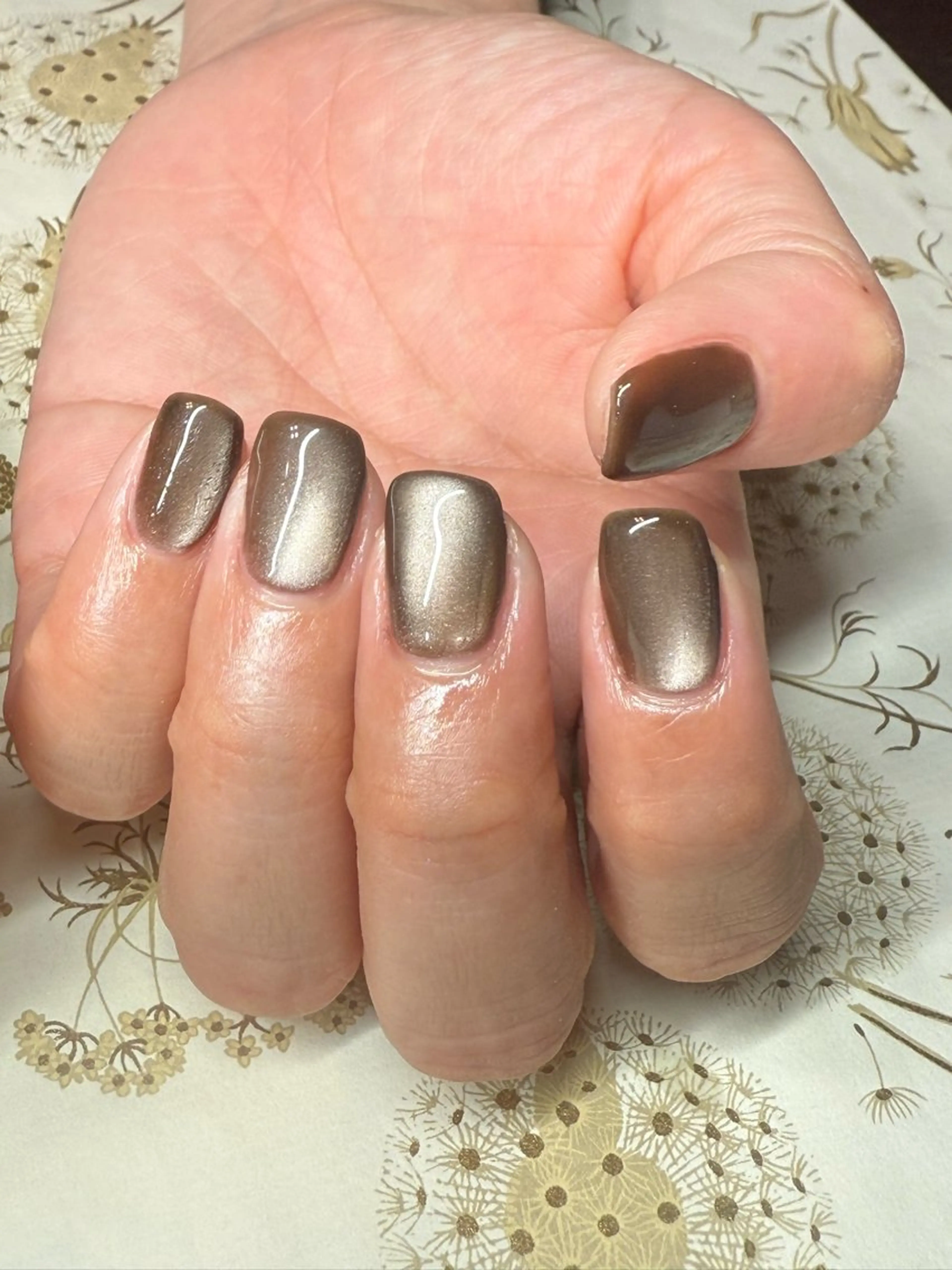 ネイル ブラウン マグネットネイル 冬ネイル ハンドネイル miel nailのネイルデザイン