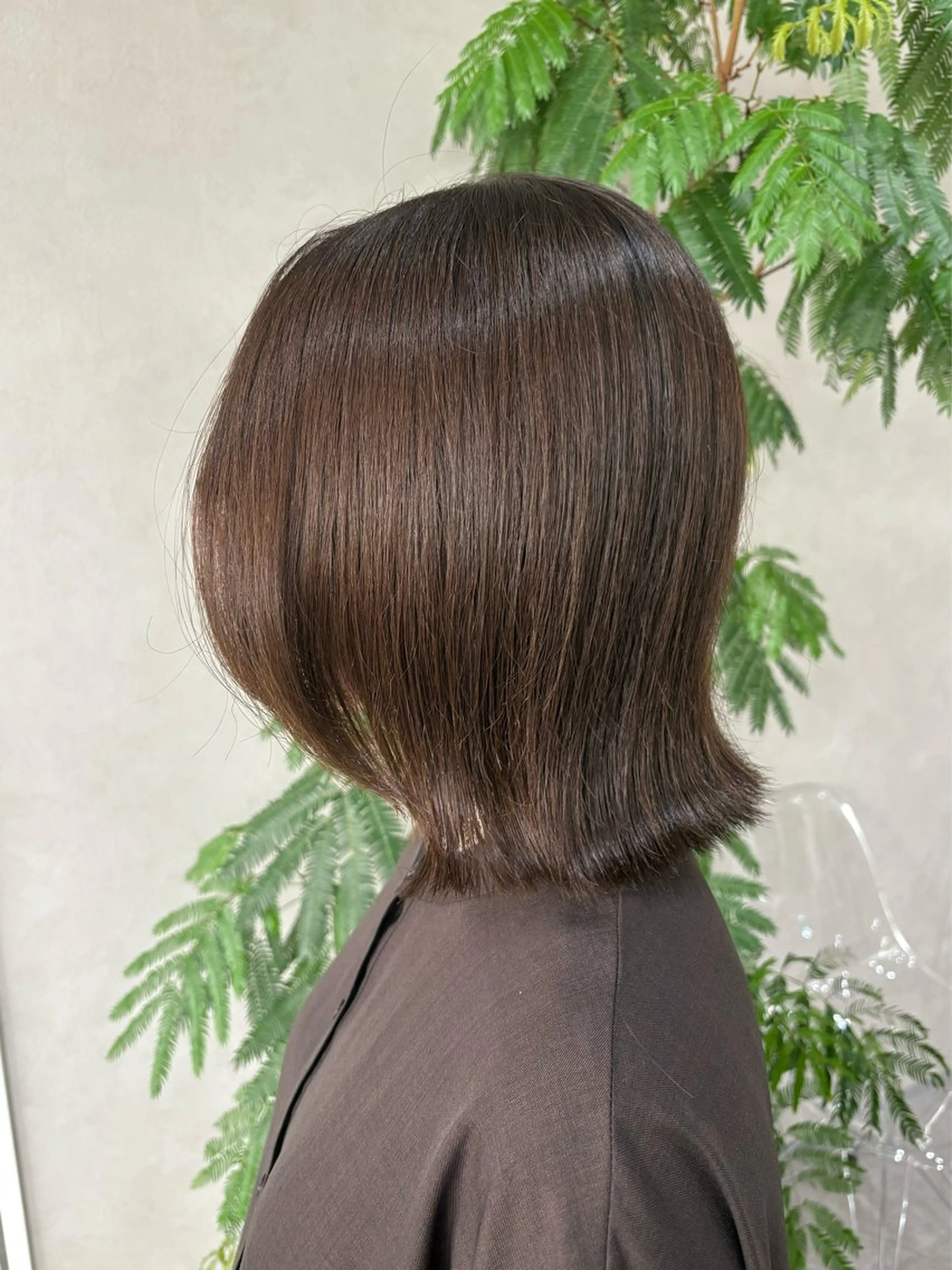 ミディアム カラー ボブレイヤー ベージュカラー ボブ レイヤーカット カット ヘアカラー トリートメント qumu 横浜所属・透明感カラー/ボブ /ショート🌿神永のヘアスタイル