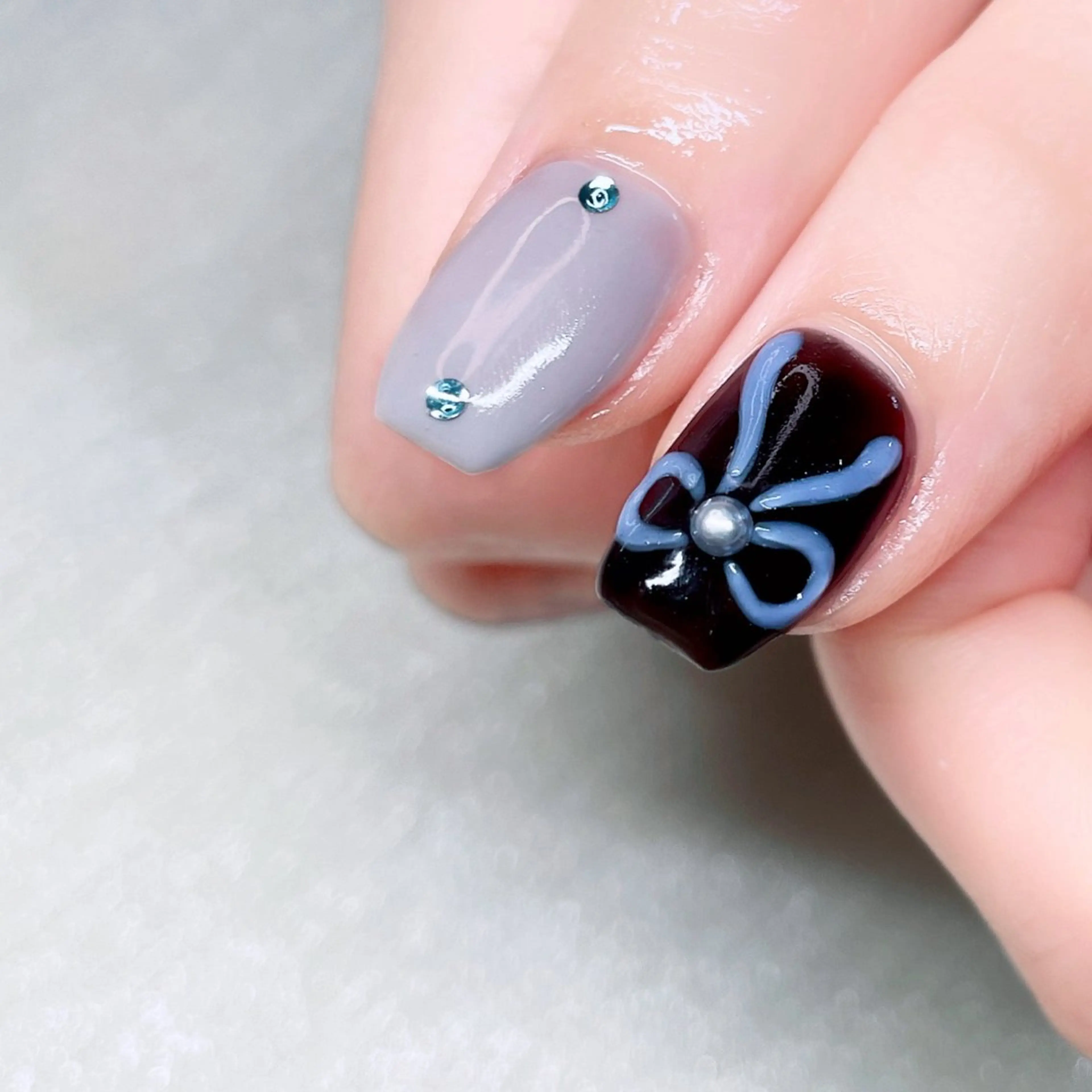 ネイル 長さ出し ストーンネイル ハンドネイル Nailist SUZU所属・Nailist suzuのネイルデザイン