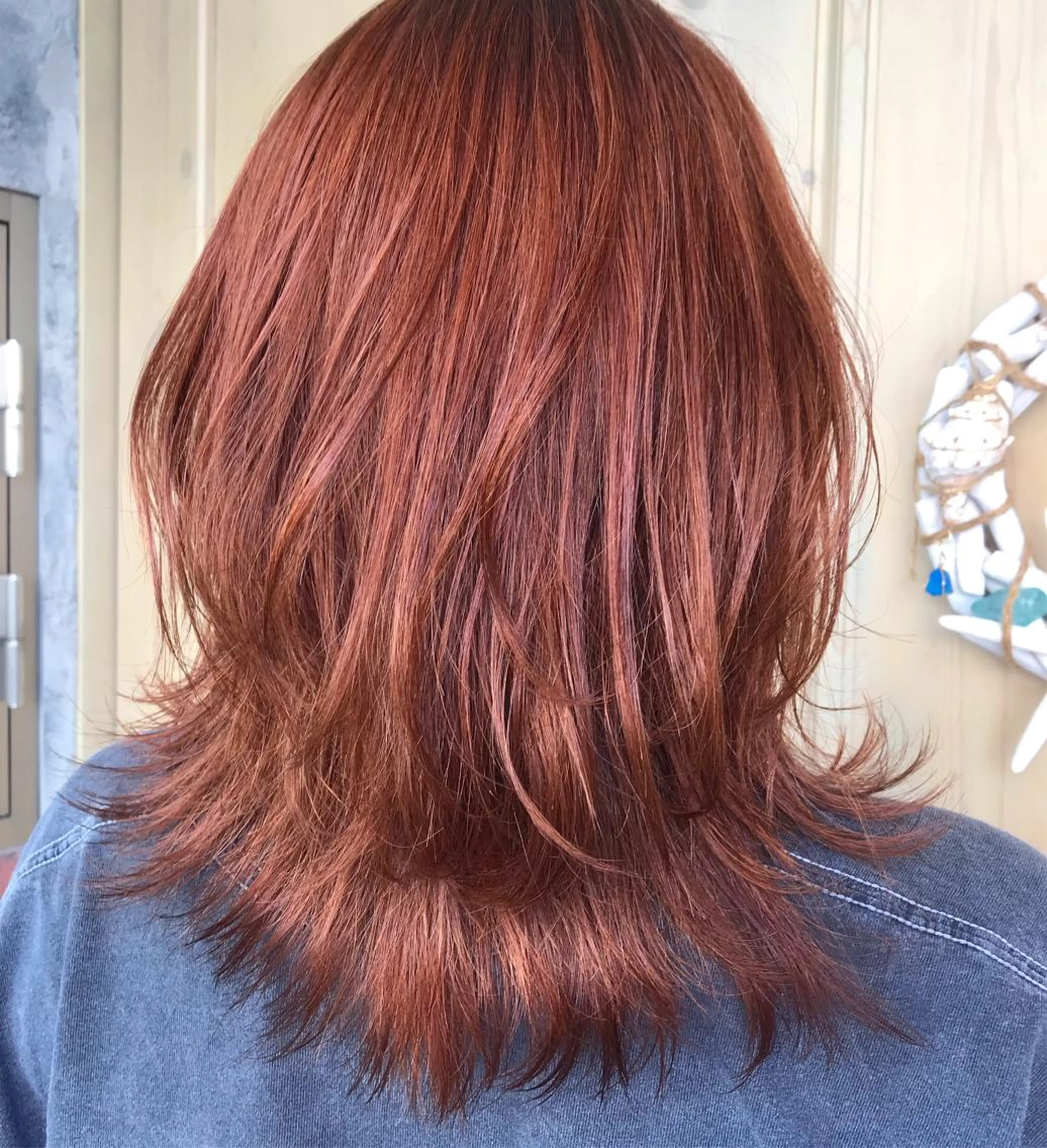 セミロング カラー オレンジ カット ヘアカラー トリートメント tocolaso 柏所属・レイヤーカット/ 根本瑠実のヘアスタイル