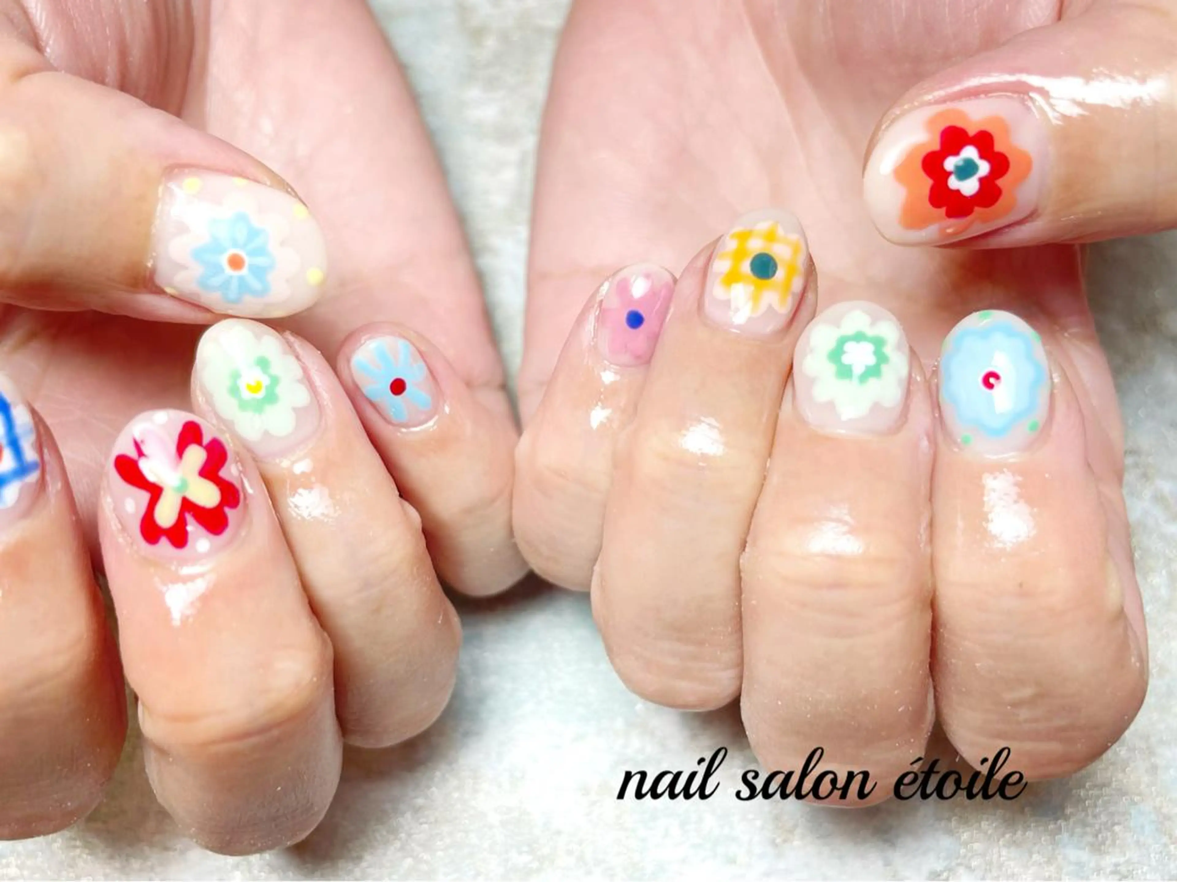ネイル アートネイル フラワーネイル ジェルネイル ハンドネイル nail salon étoileのネイルデザイン