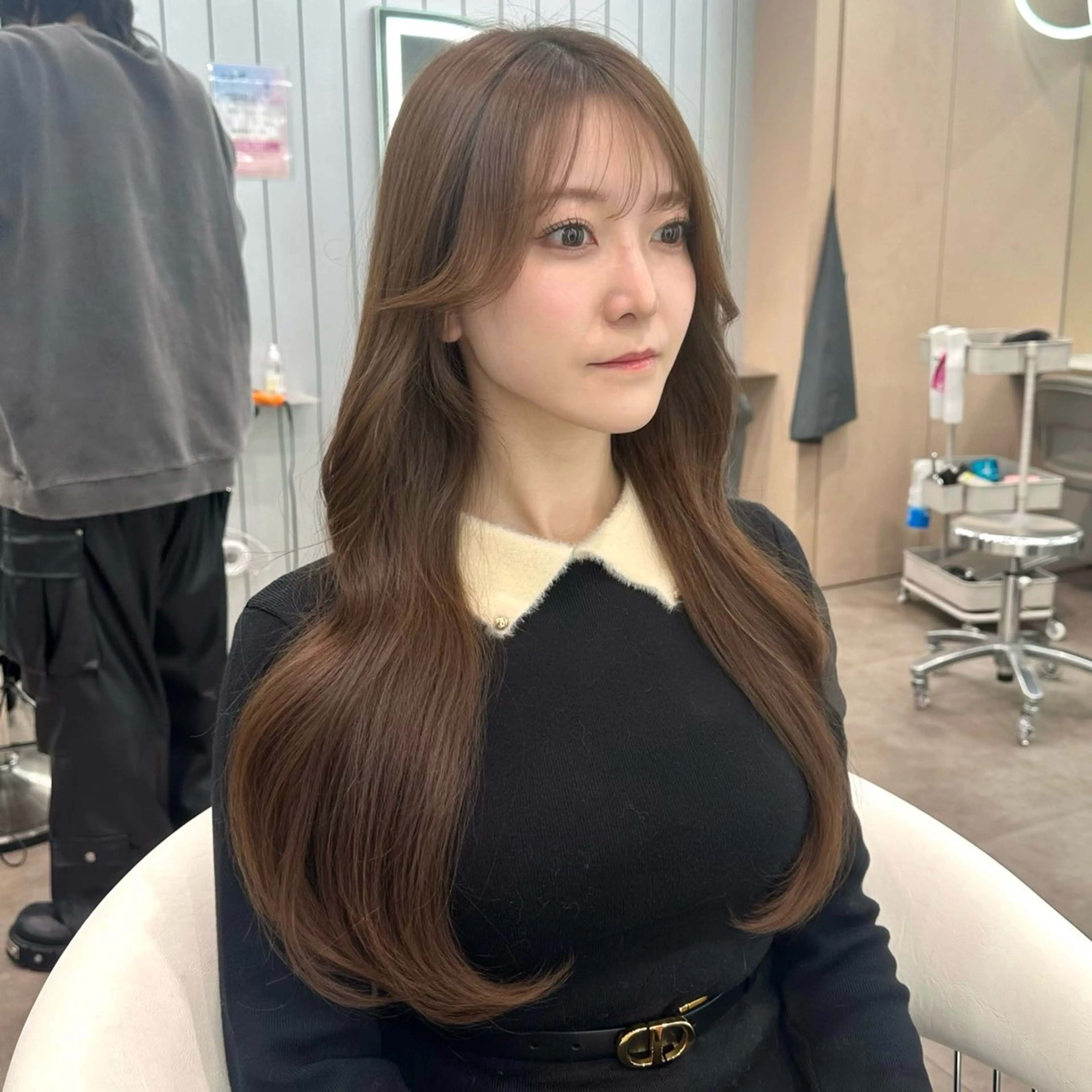 セミロング カット ヘアカラー ブリーチなしW🎀 髪質改善／はのんのヘアスタイル