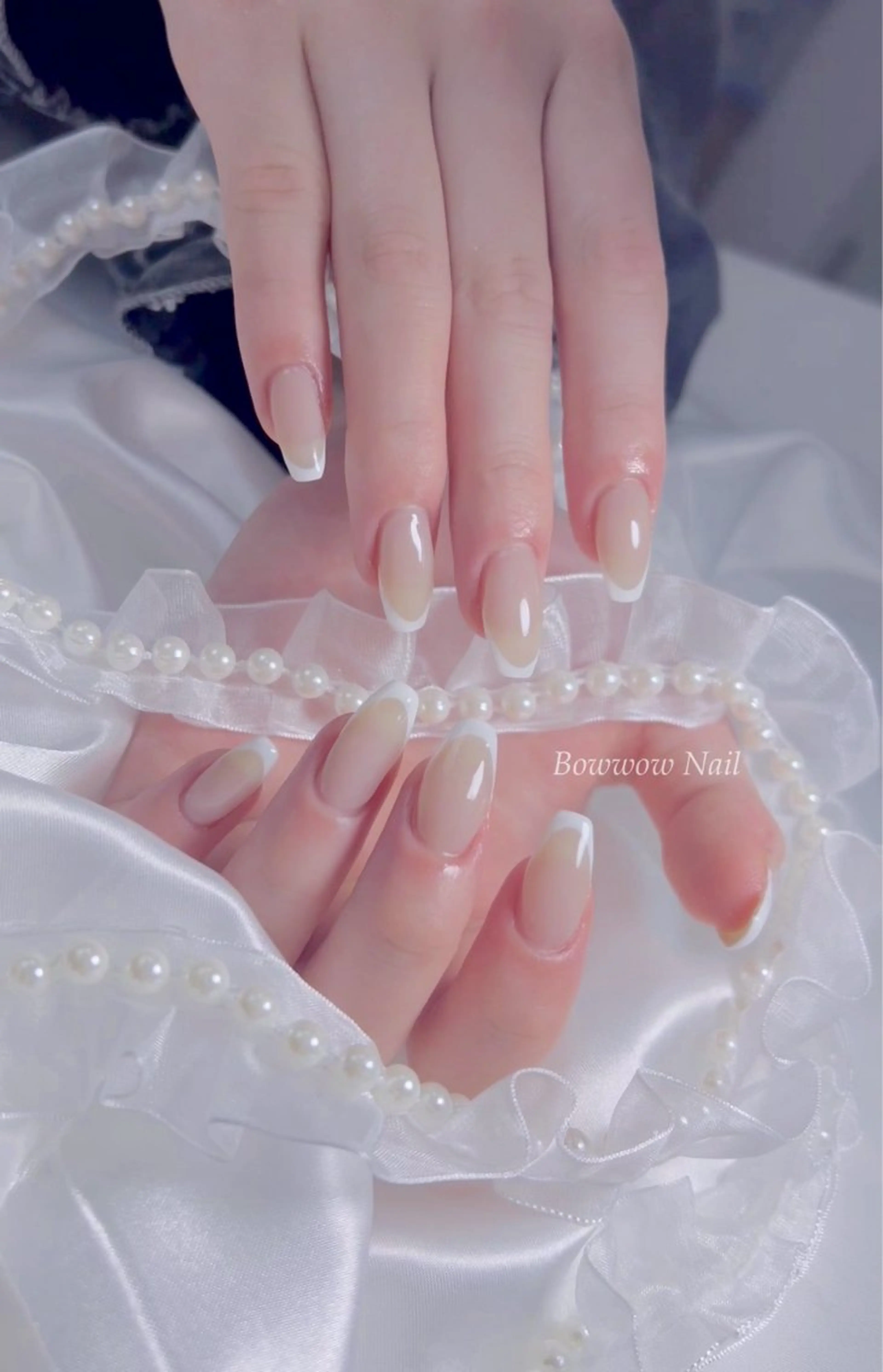 ネイル 長さ出し フレンチネイル 韓国ネイル シンプルネイル 春ネイル Bow wow Nail さや🧸のネイルデザイン