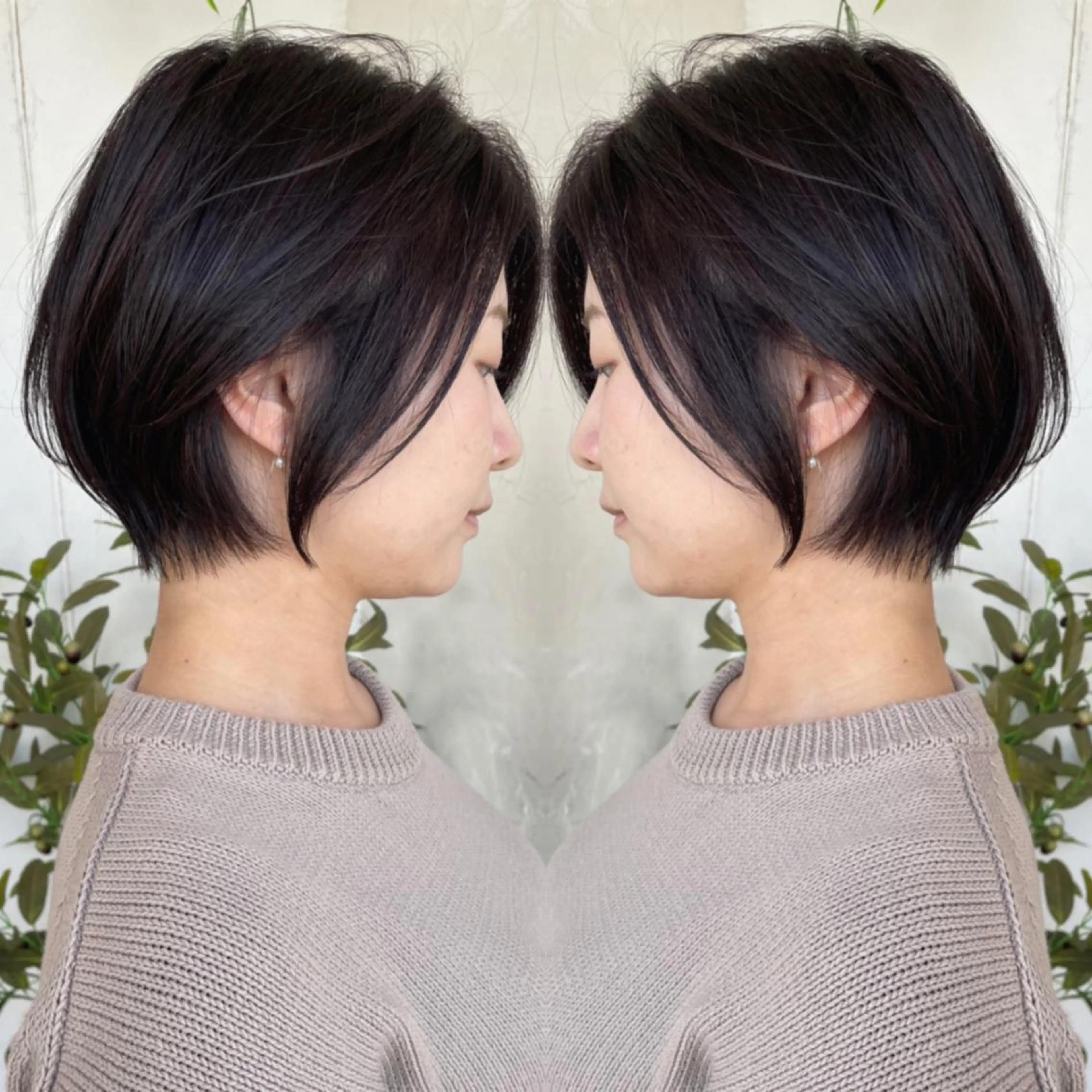 ショート カラー ショートボブ ハンサムショート 丸みショート デザインカラー ハイライトカラー カット ヘアカラー トリートメント 京都大人女性ショート 徒歩1分/秋山のヘアスタイル