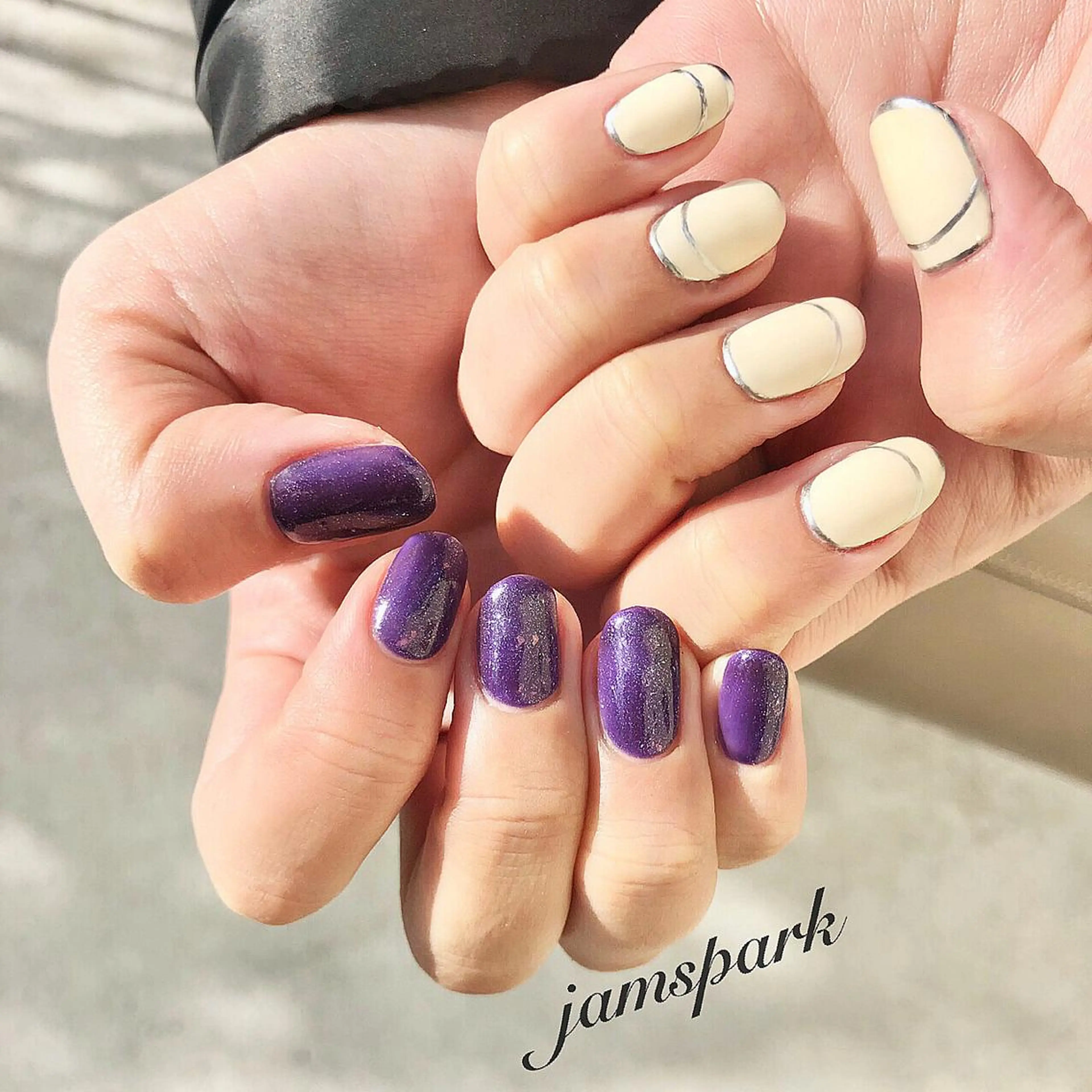 ネイル フレンチネイル ジェルネイル ハロウィン パープル シンプルネイル ハンドネイル jamspark ✨のネイルデザイン