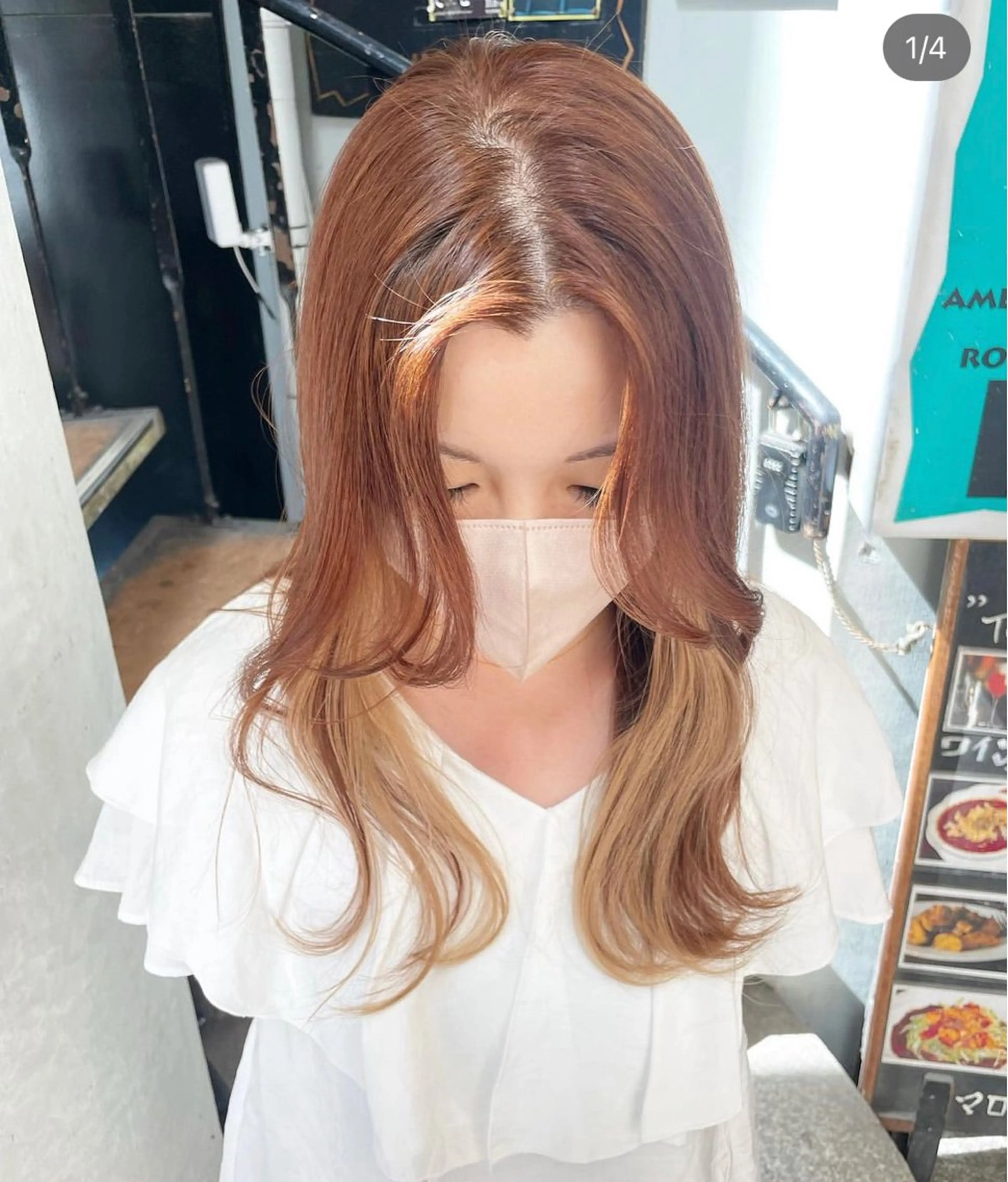 ミディアム ヘアカラー トリートメント ケアブリーチ/ エクステ/レイヤーのヘアスタイル