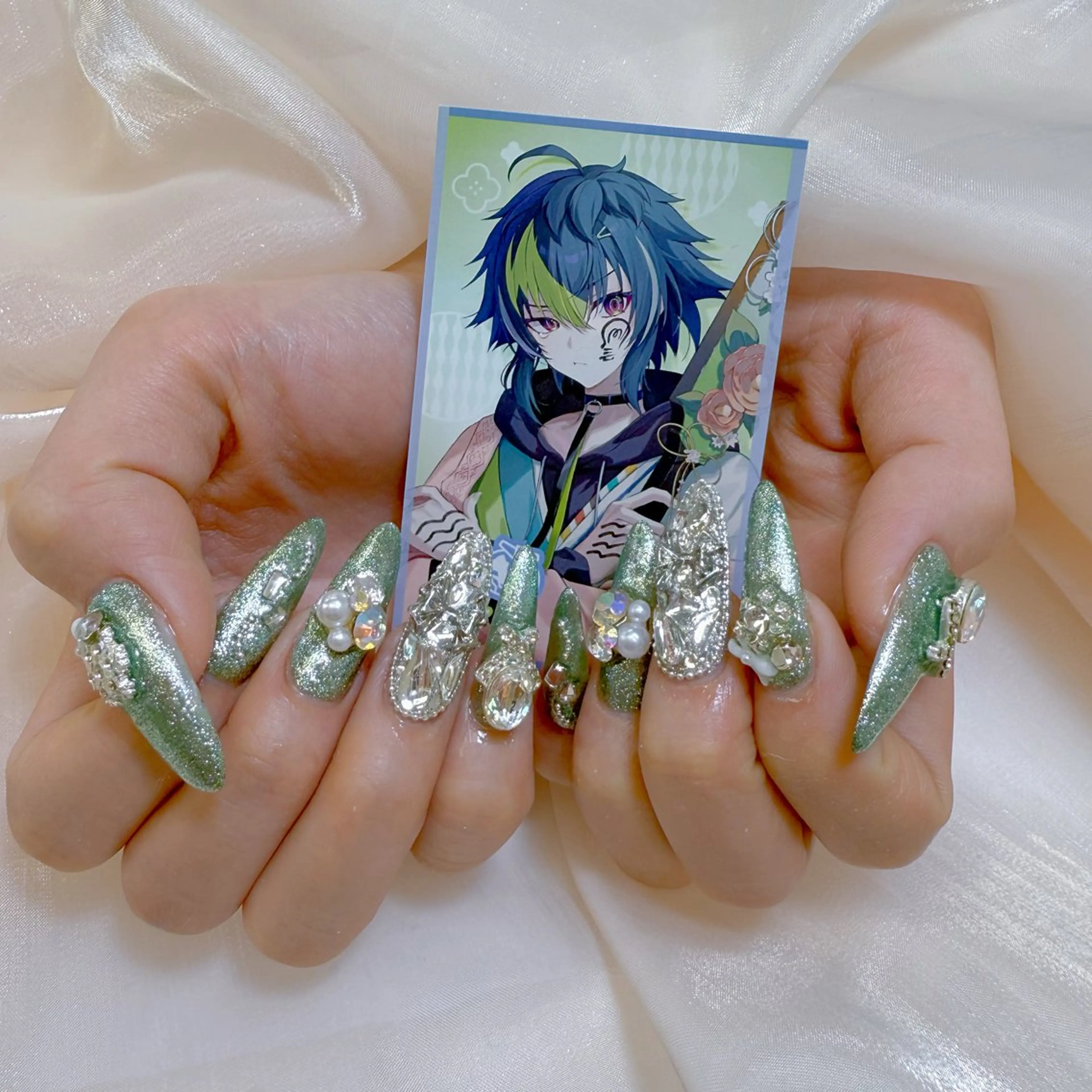 ネイル チークネイル ガーリー ハート キラキラネイル 韓国ネイル ハンドネイル NailPrincess所属・princess スカルプ専門店のネイルデザイン