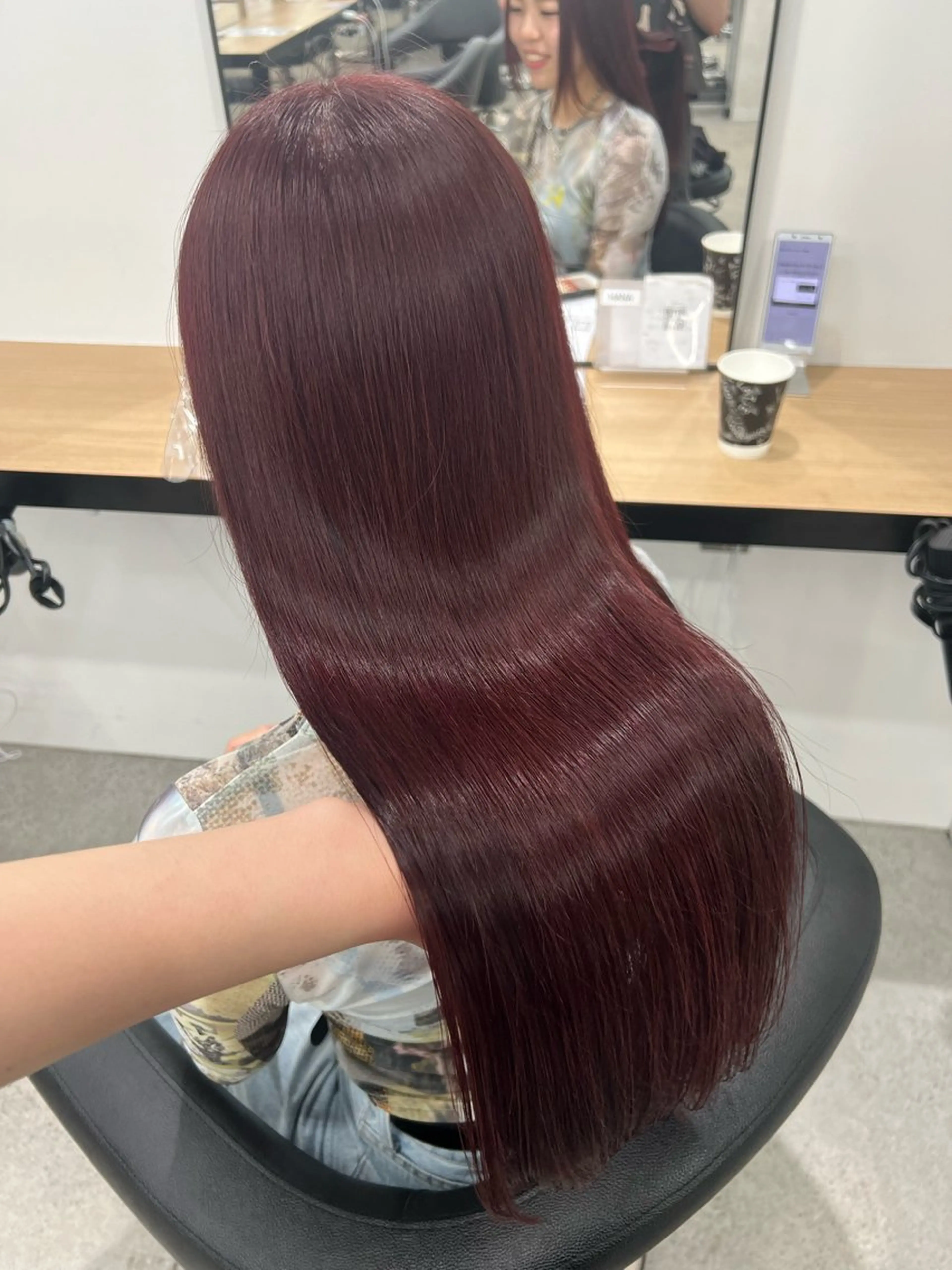 ロング カラー ケアカラー ロング トリートメント ヘアカラー 💗愛され暖色💗 ピンク/レッド💗のヘアスタイル