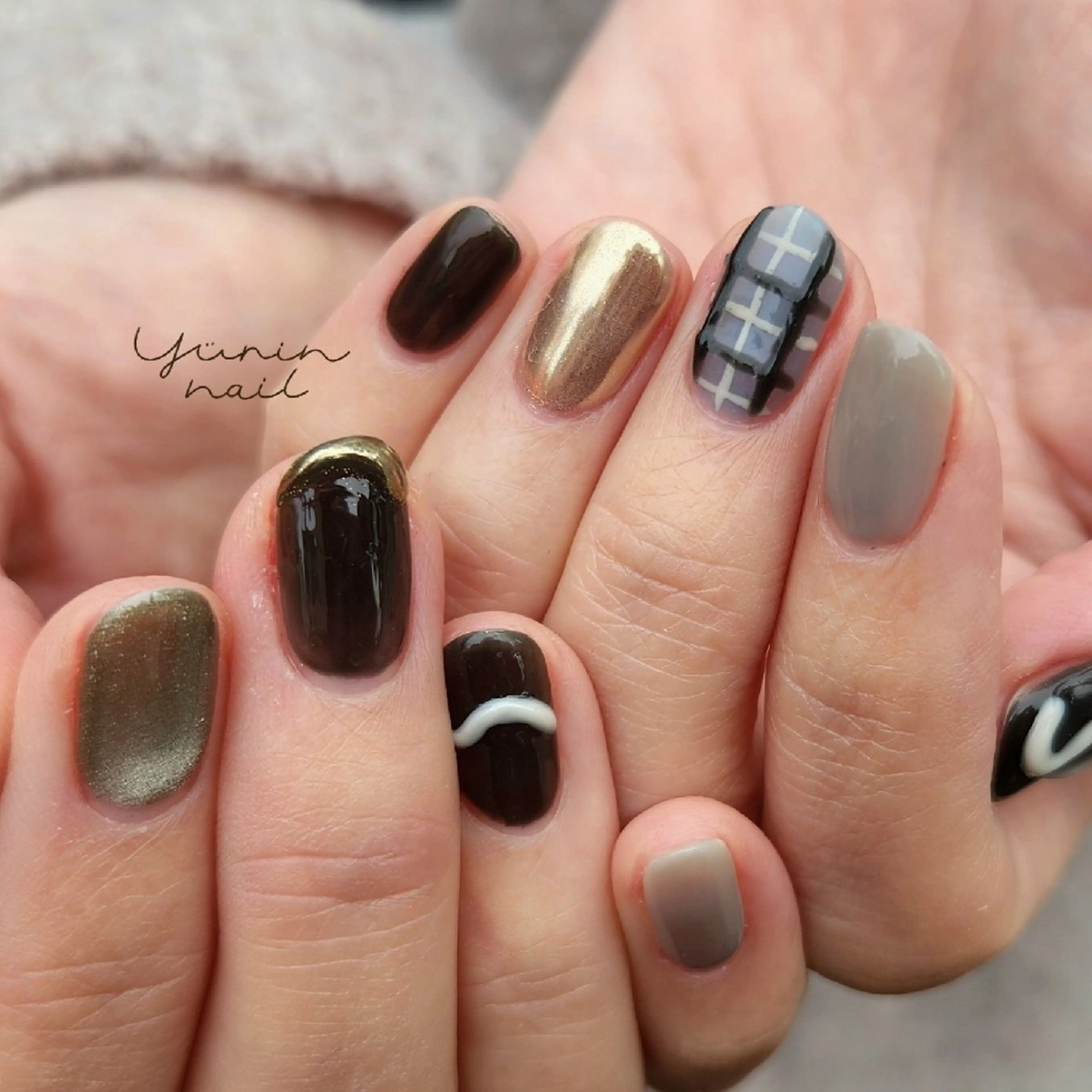 ネイル マグネットネイル ニュアンスネイル ショートネイル ショートネイル専門 yurin nailのネイルデザイン