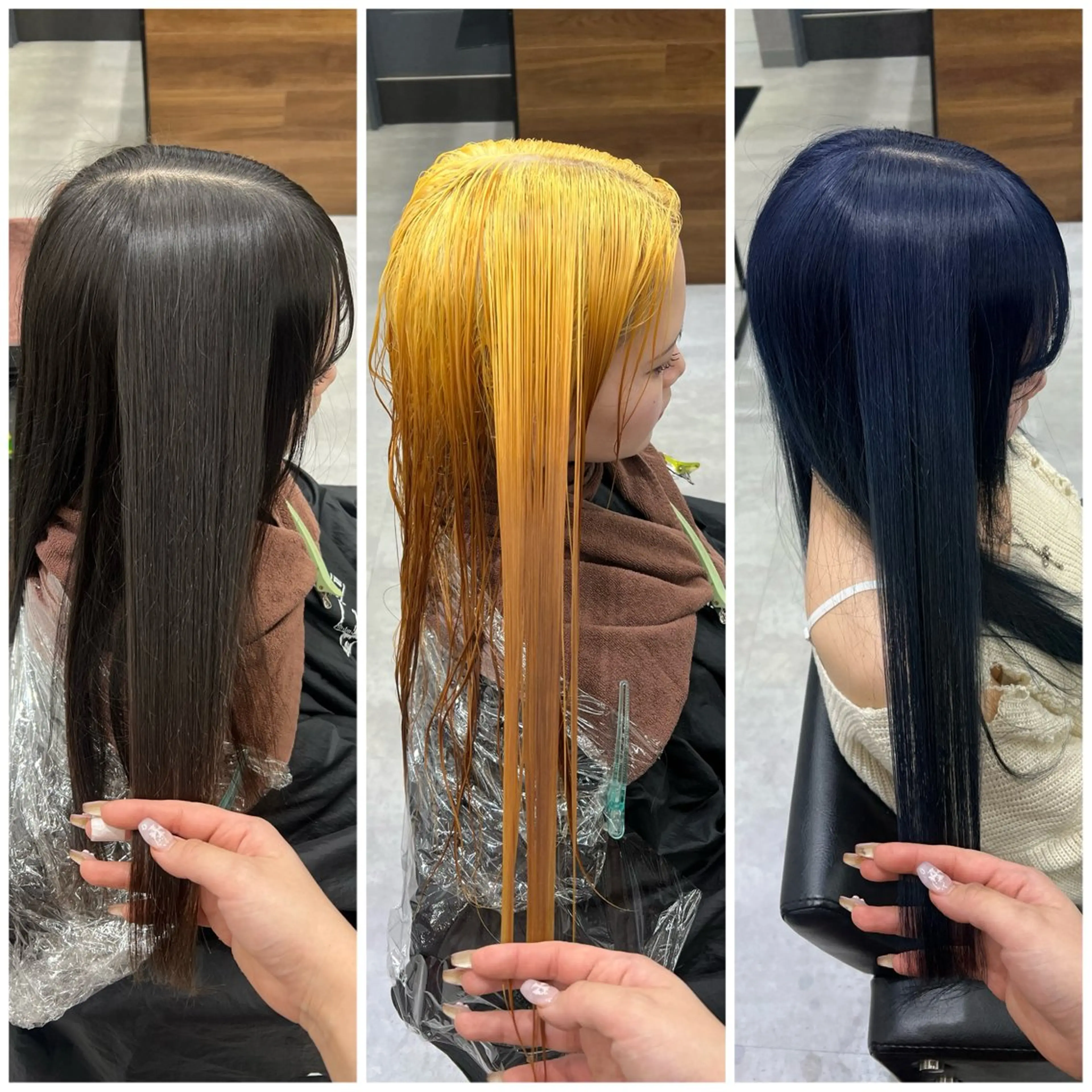 ロング カラー ブリーチ ブルーカラー 透明感カラー デザインカラー ダブルカラー いろあそび所属・ショート/ウルフ カットモデル募集のヘアスタイル