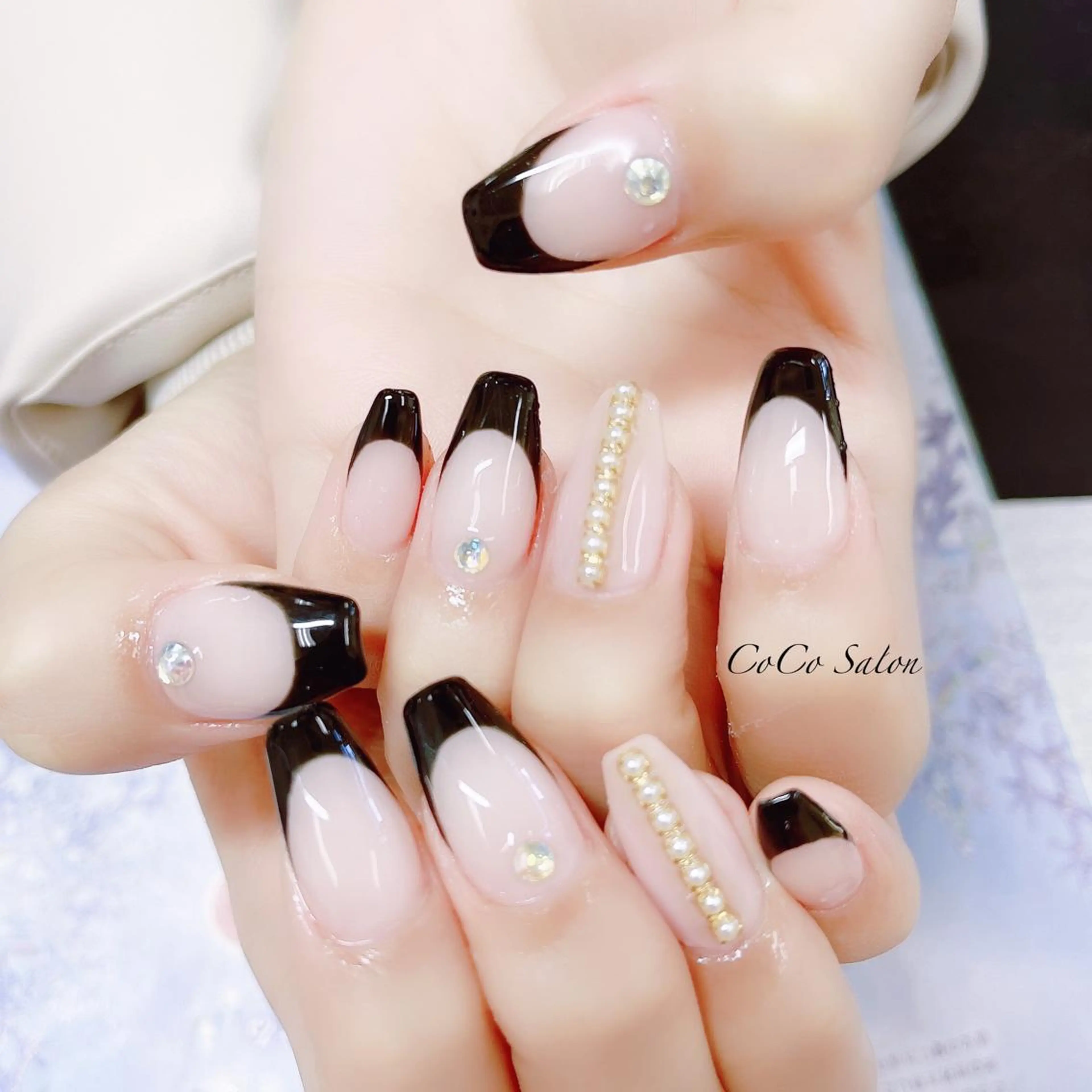 ネイル 長さ出し フレンチネイル ジェルネイル キラキラネイル オフィスネイル ハンドネイル CoCoSalon ネイル/まつ毛予約のネイルデザイン