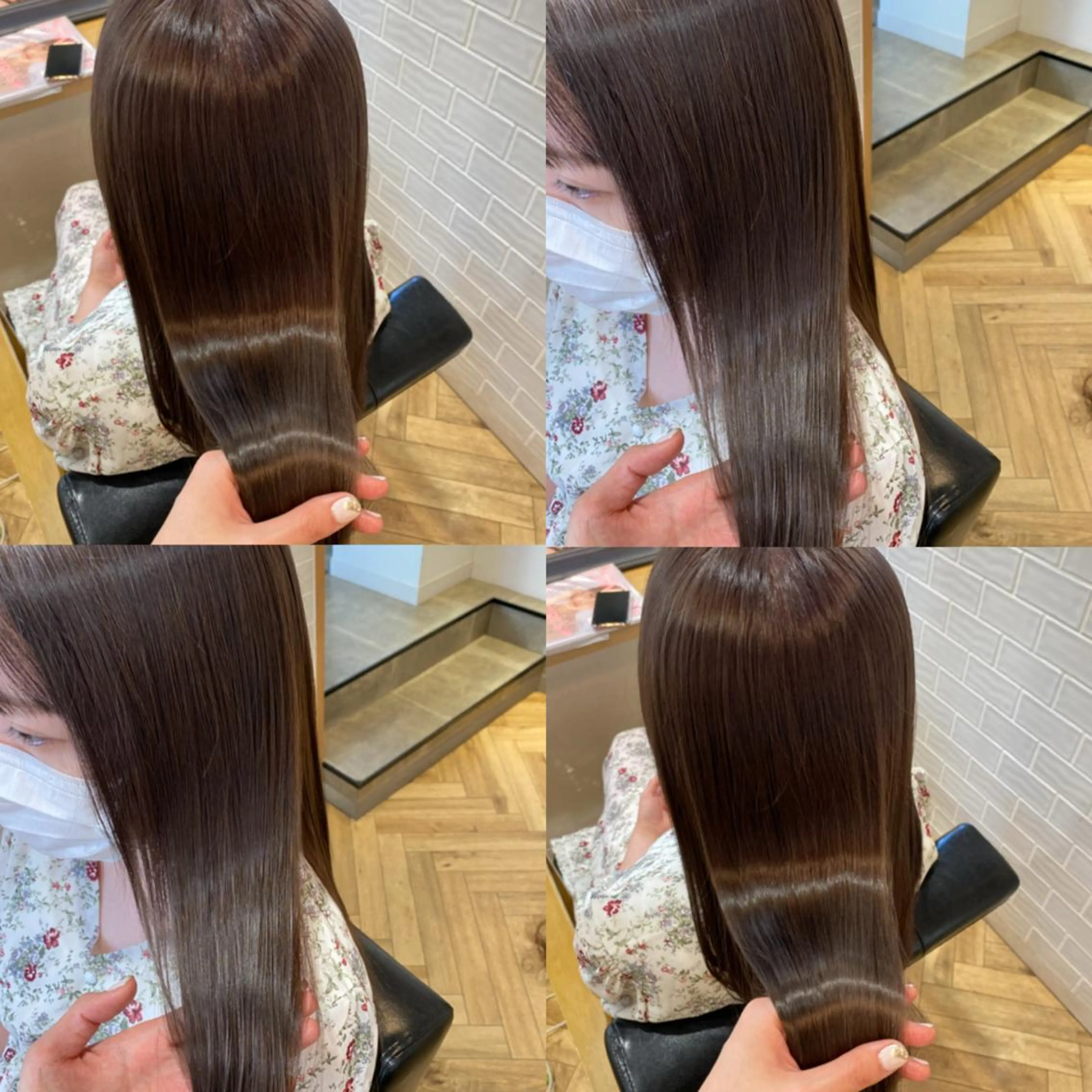 ロング カラー ブリーチ グレージュ 艶カラー/韓国顔周り 🎀mamiのヘアスタイル