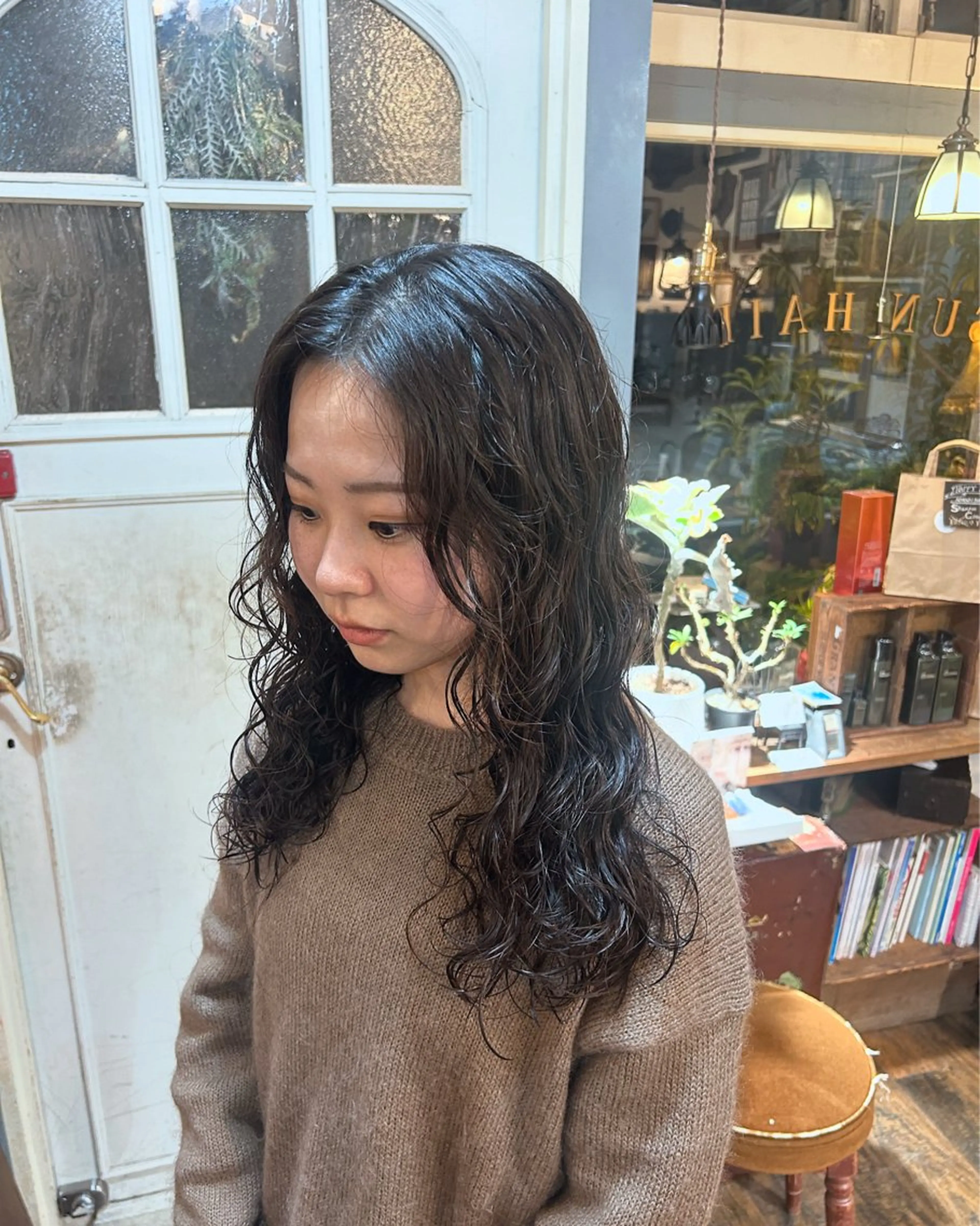 ロング パーマ カット パーマ トリートメント 清水千優/パーマ/透 明感カラー/メンズのヘアスタイル