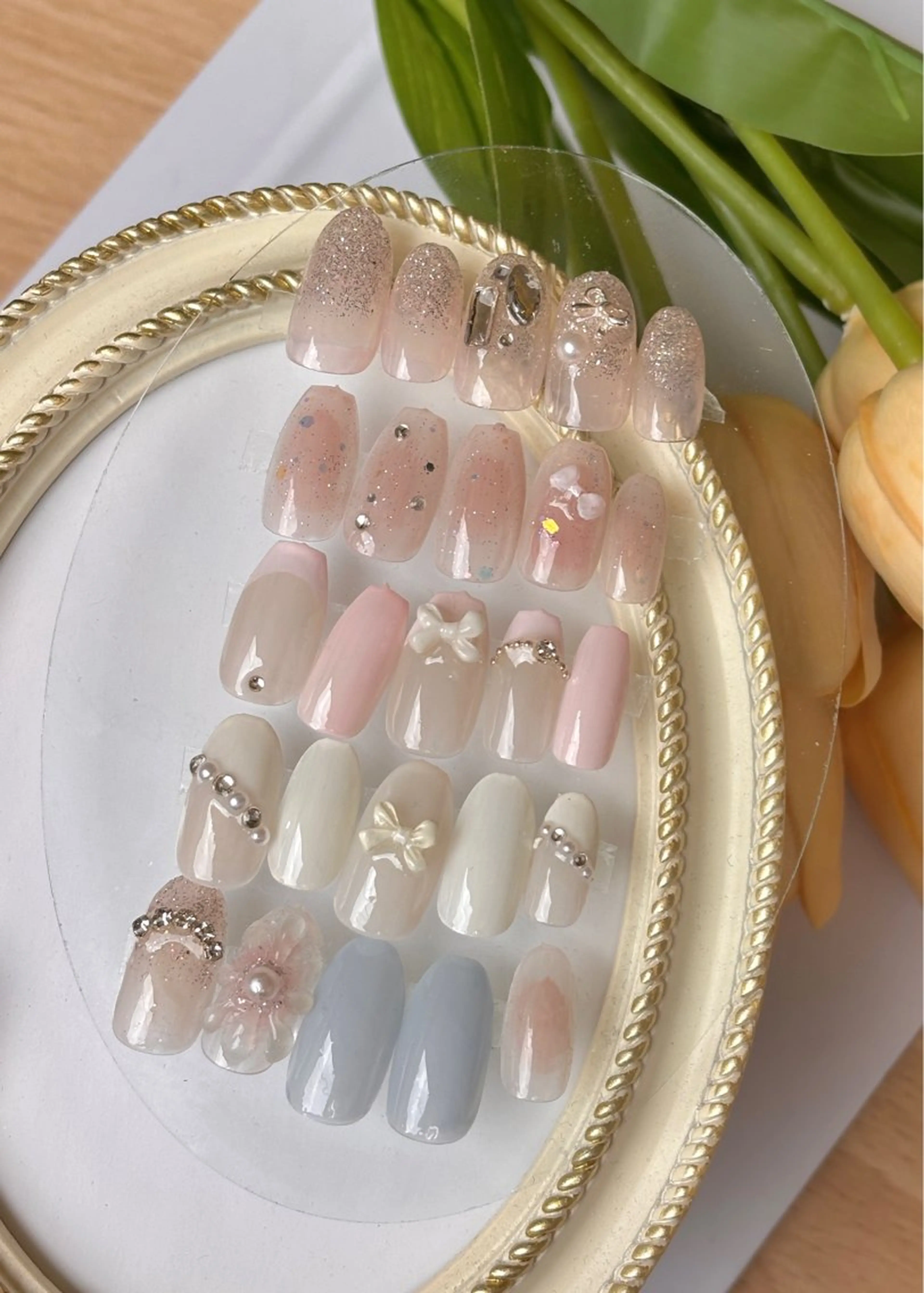 ネイル リボン ワンホンネイル 中川 ほののネイルデザイン