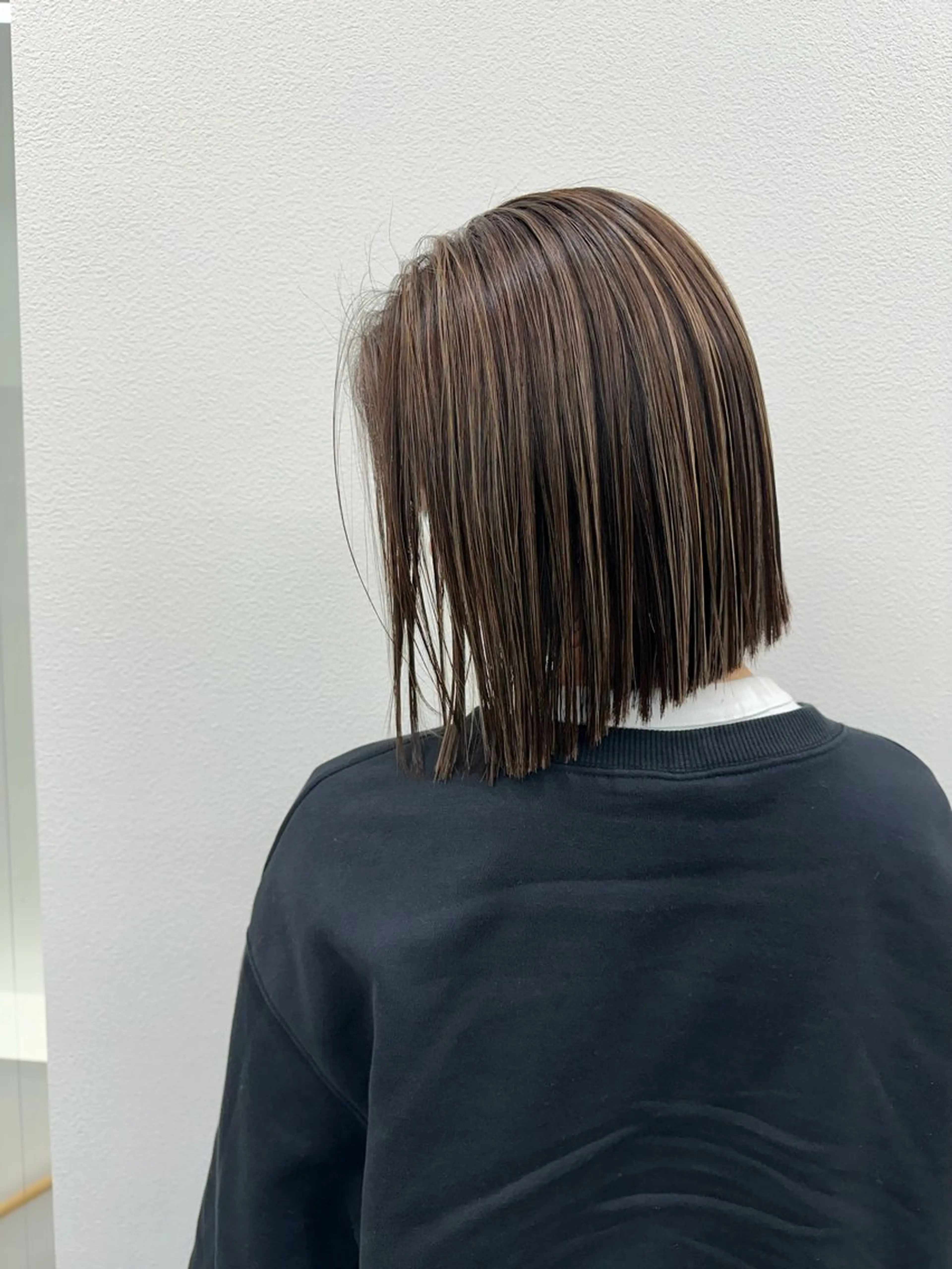 ショート ミストバング ハイライト 髪質改善 韓国風ヘア レイヤーカット HAIR SMILE COEURのヘアスタイル