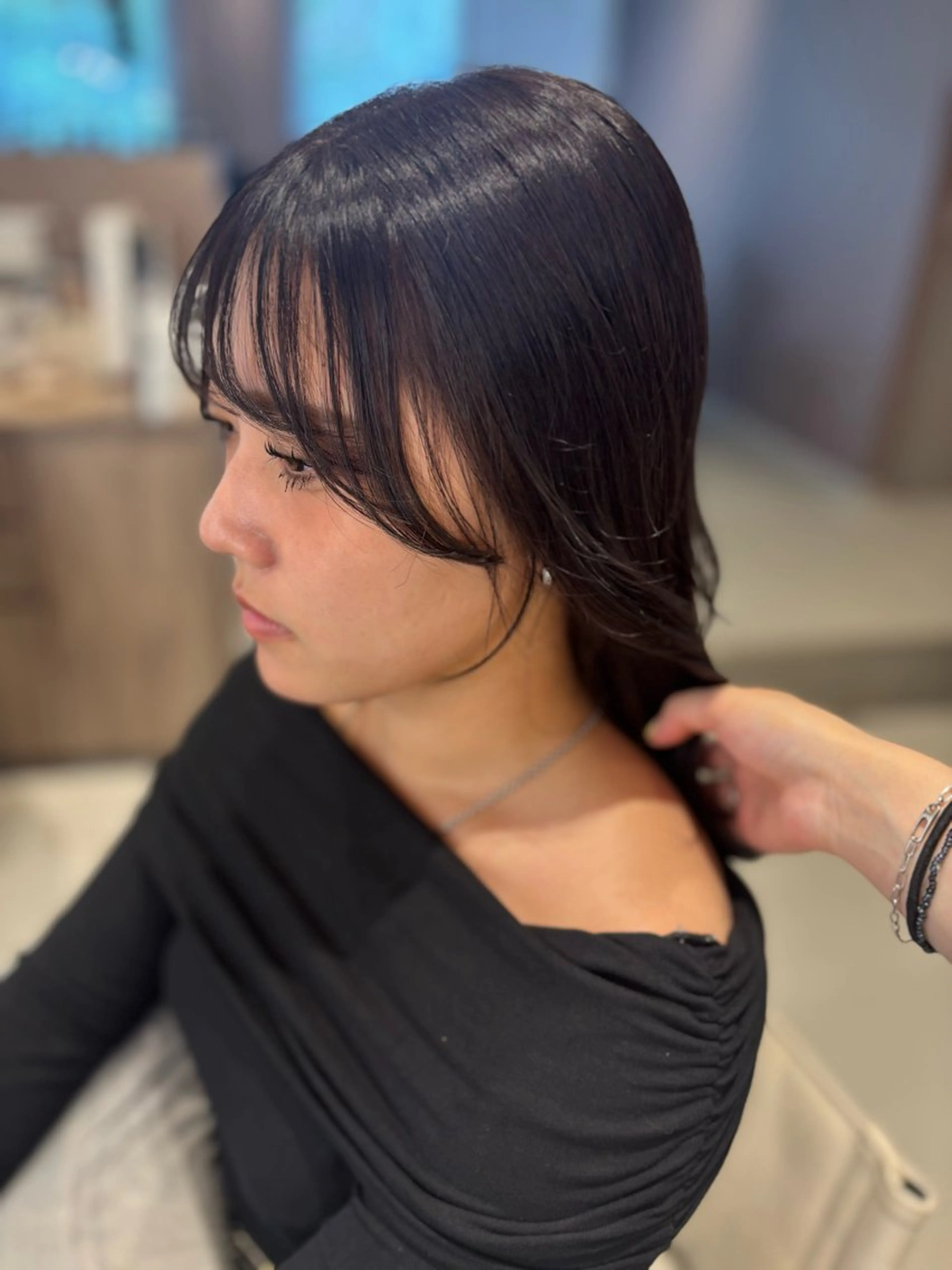 セミロング カラー 顔周りカット カット ヘアカラー トリートメント レイヤーカット/ボブ /nene🍥⋆*のヘアスタイル