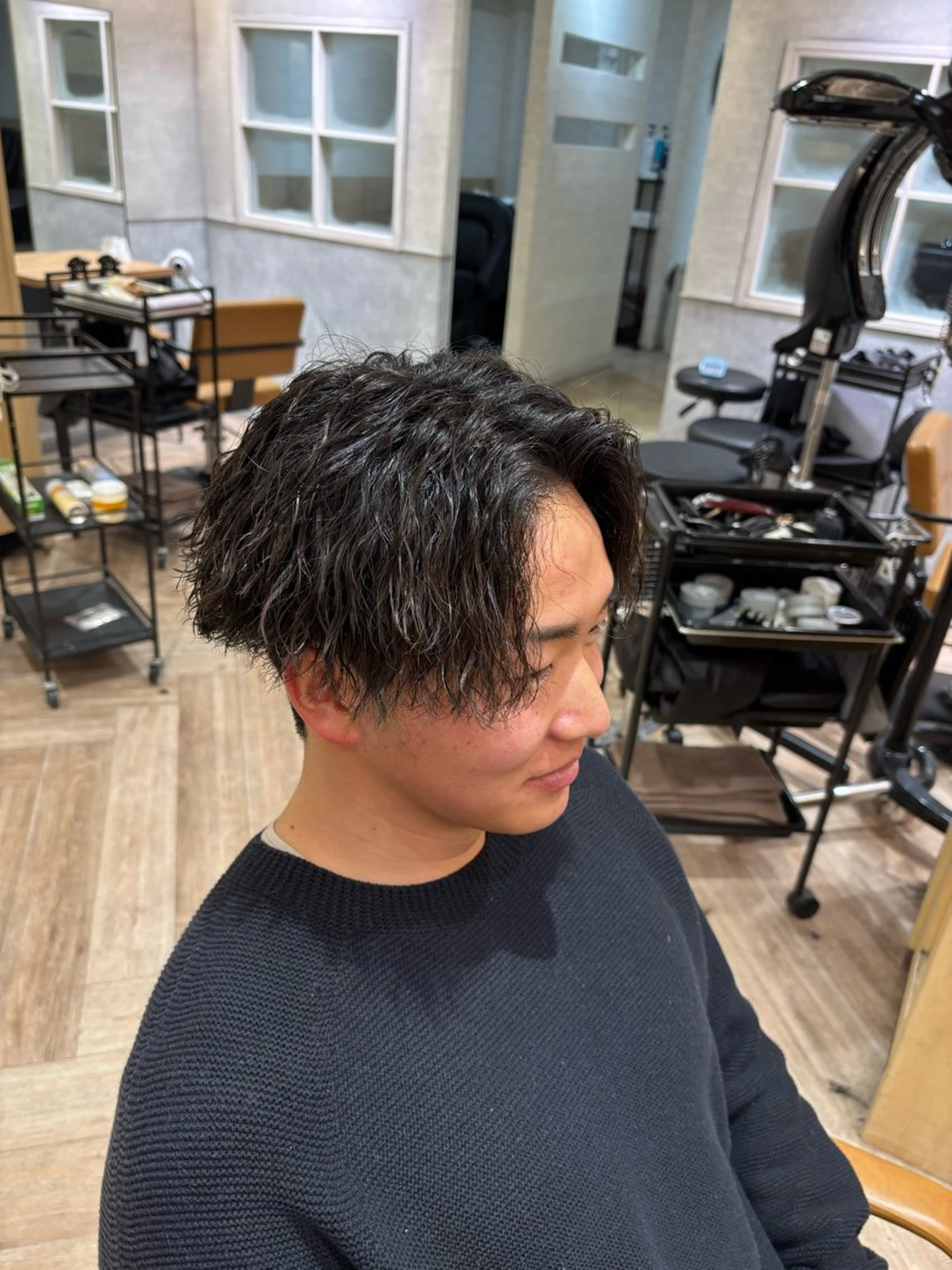 ショート パーマ メンズ カット パーマ 筋肉美容師 TETSUのヘアスタイル