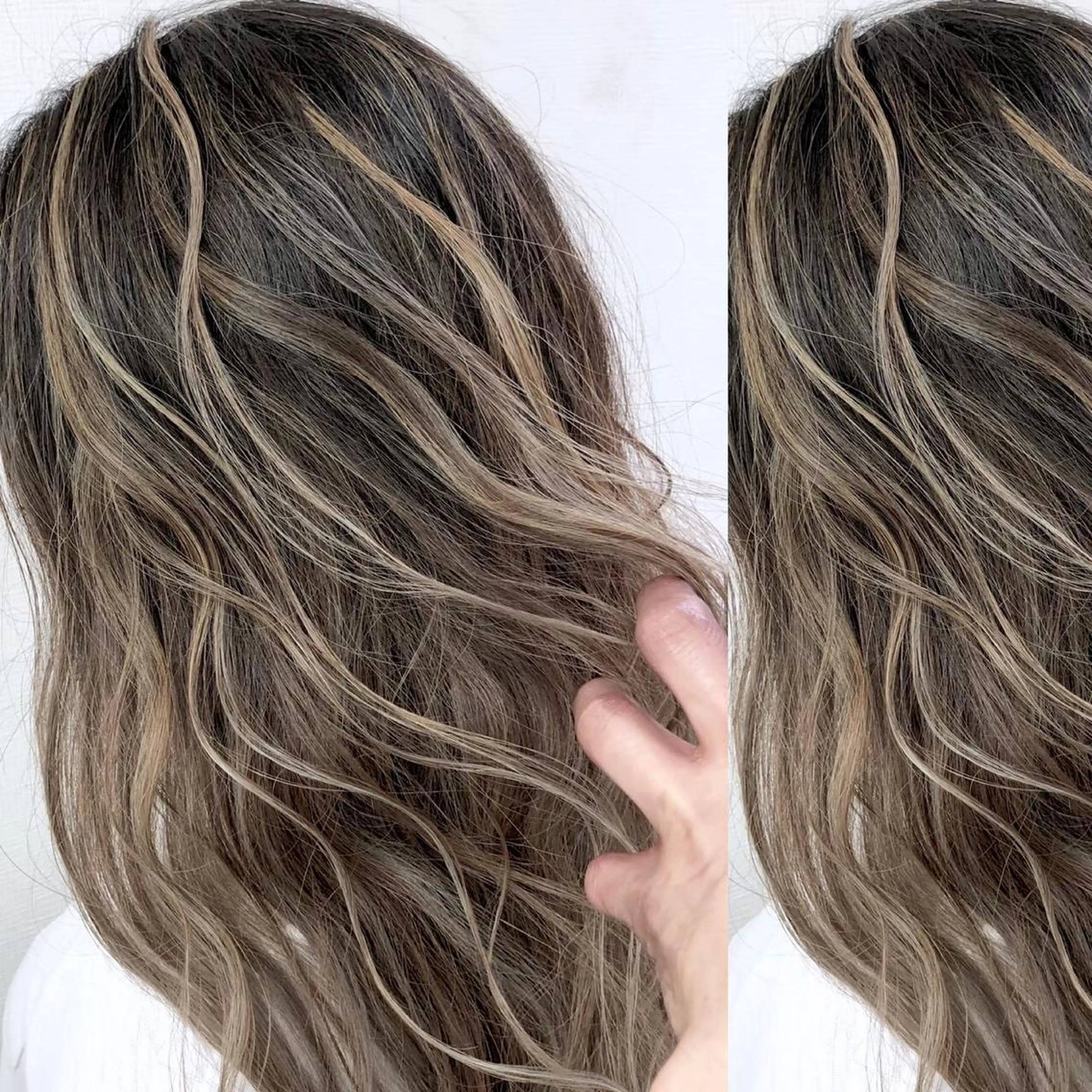 セミロング カラー JuNブリーチに 縮毛矯正するプロのヘアスタイル