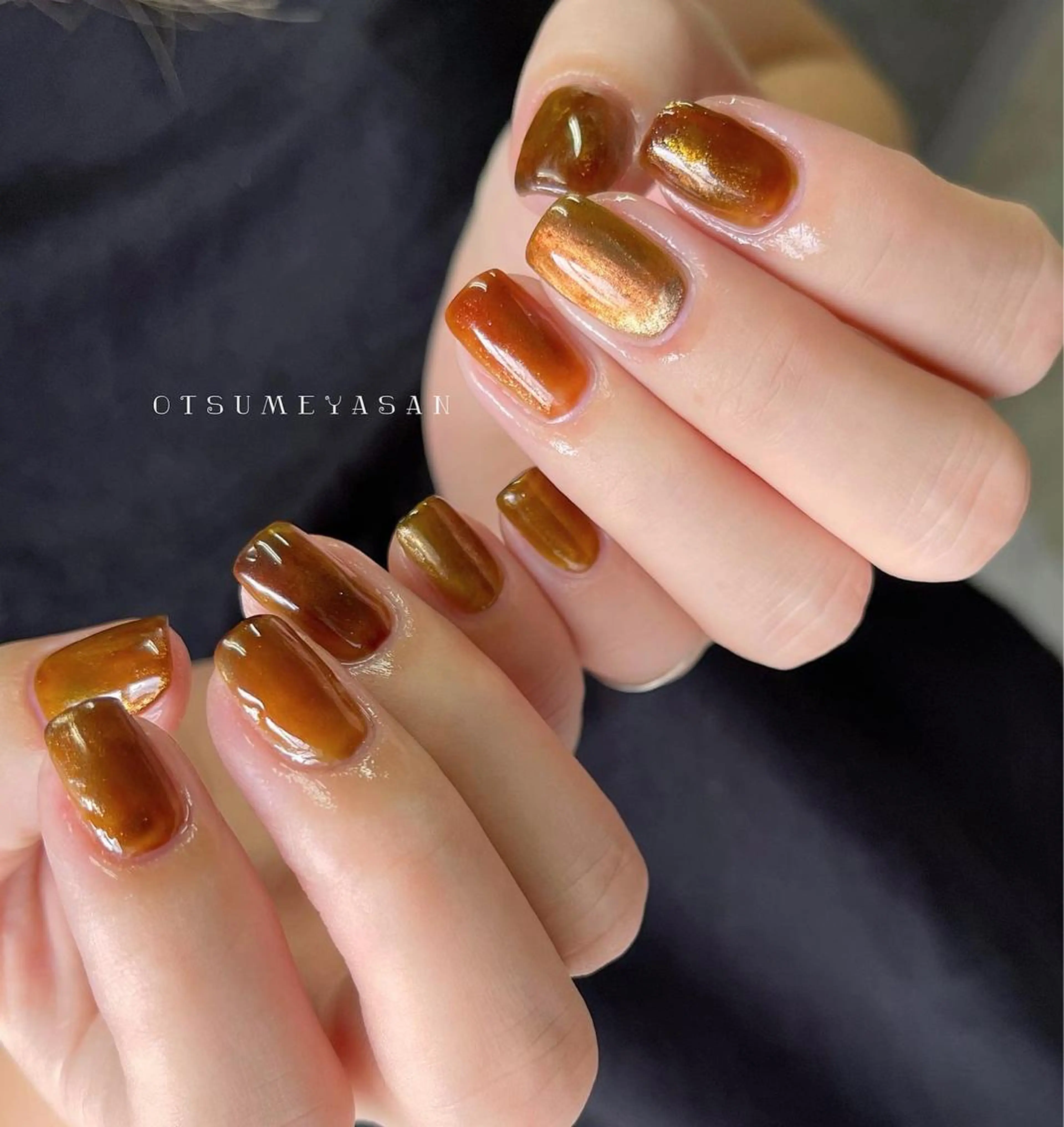 ネイル 韓国ネイル ニュアンスネイル オレンジ ぷっくりネイル 夏ネイル otsumeyasan所属・わたなべ ちかのネイルデザイン