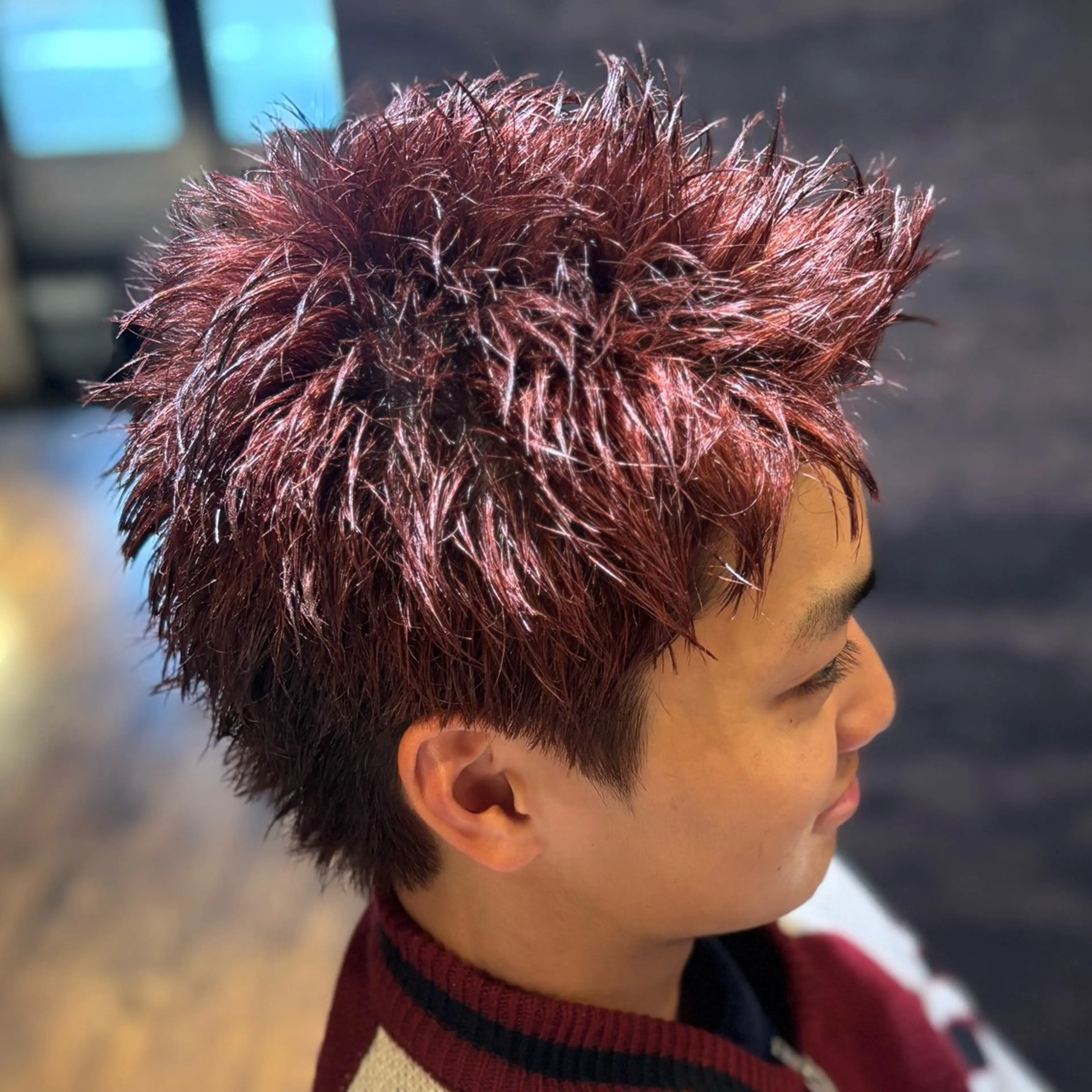 ショート カラー メンズ レッドカラー 🔥滋賀県草津/ メンズ吉永祐也🔥のヘアスタイル