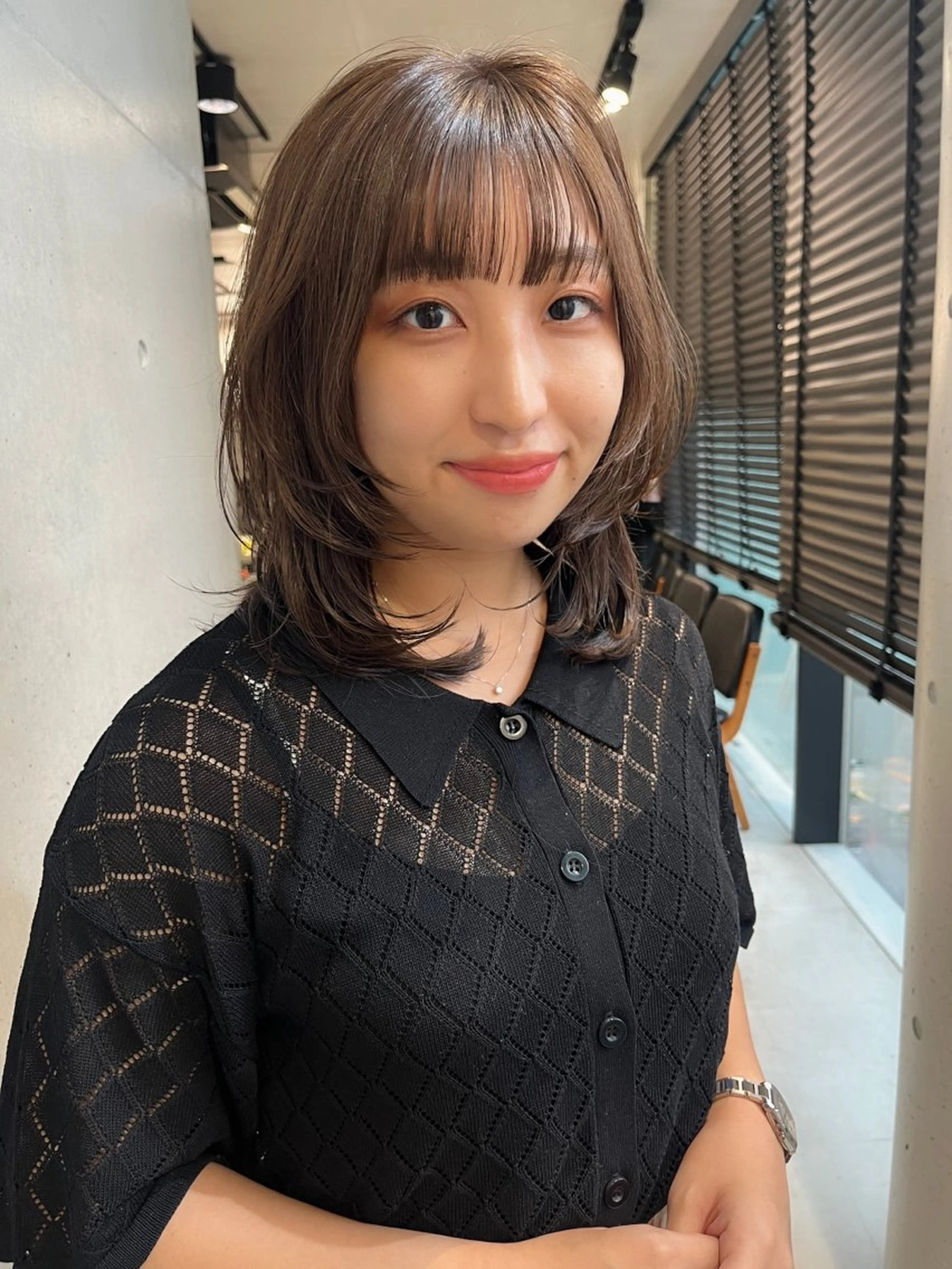 ミディアム カラー パーマ カット ヘアカラー トリートメント ヘッドスパ ヘアセット 透明感/オリーブ/ グレージュ/YUKAのヘアスタイル