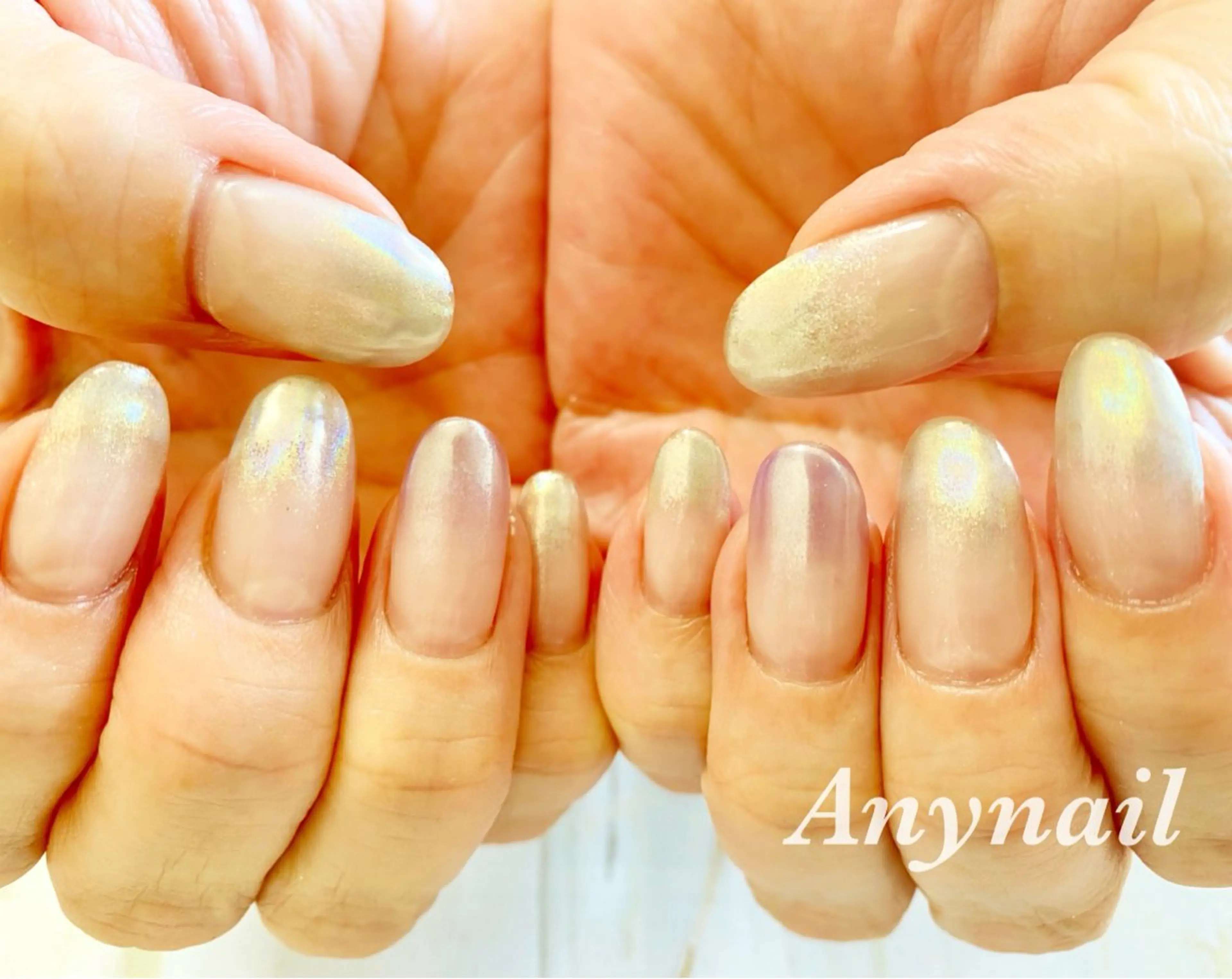 ネイル ブルー グラデーション ミラーネイル パープル 岩澤 恵子のネイルデザイン