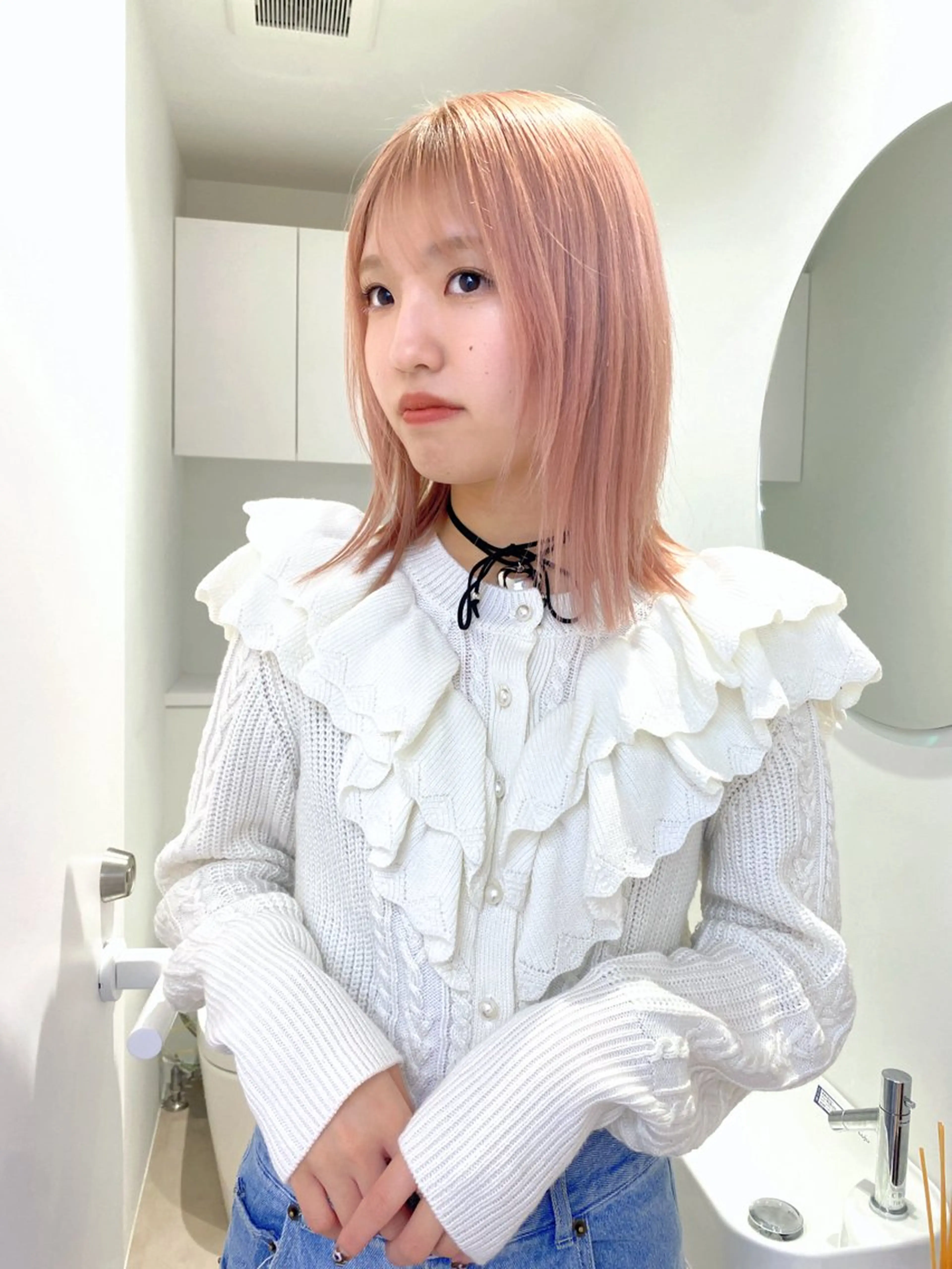 ミディアム カラー ブリーチ ピンクカラー ヘアカラー ボブ/ハイトーン REINAのヘアスタイル