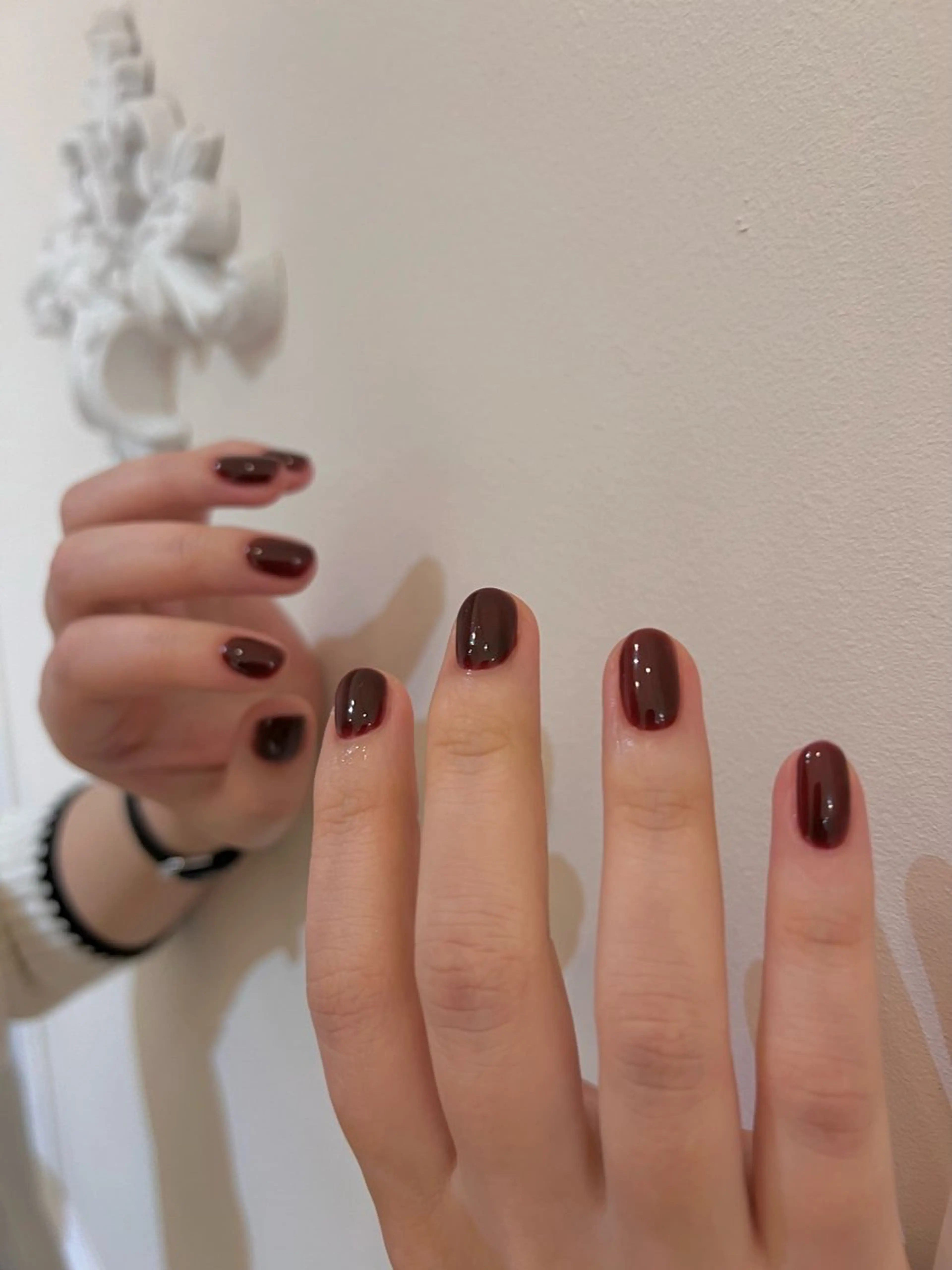 ネイル ボルドー ハンドネイル 🎀チーク/ちゅるん 🫧chisa🎀のネイルデザイン