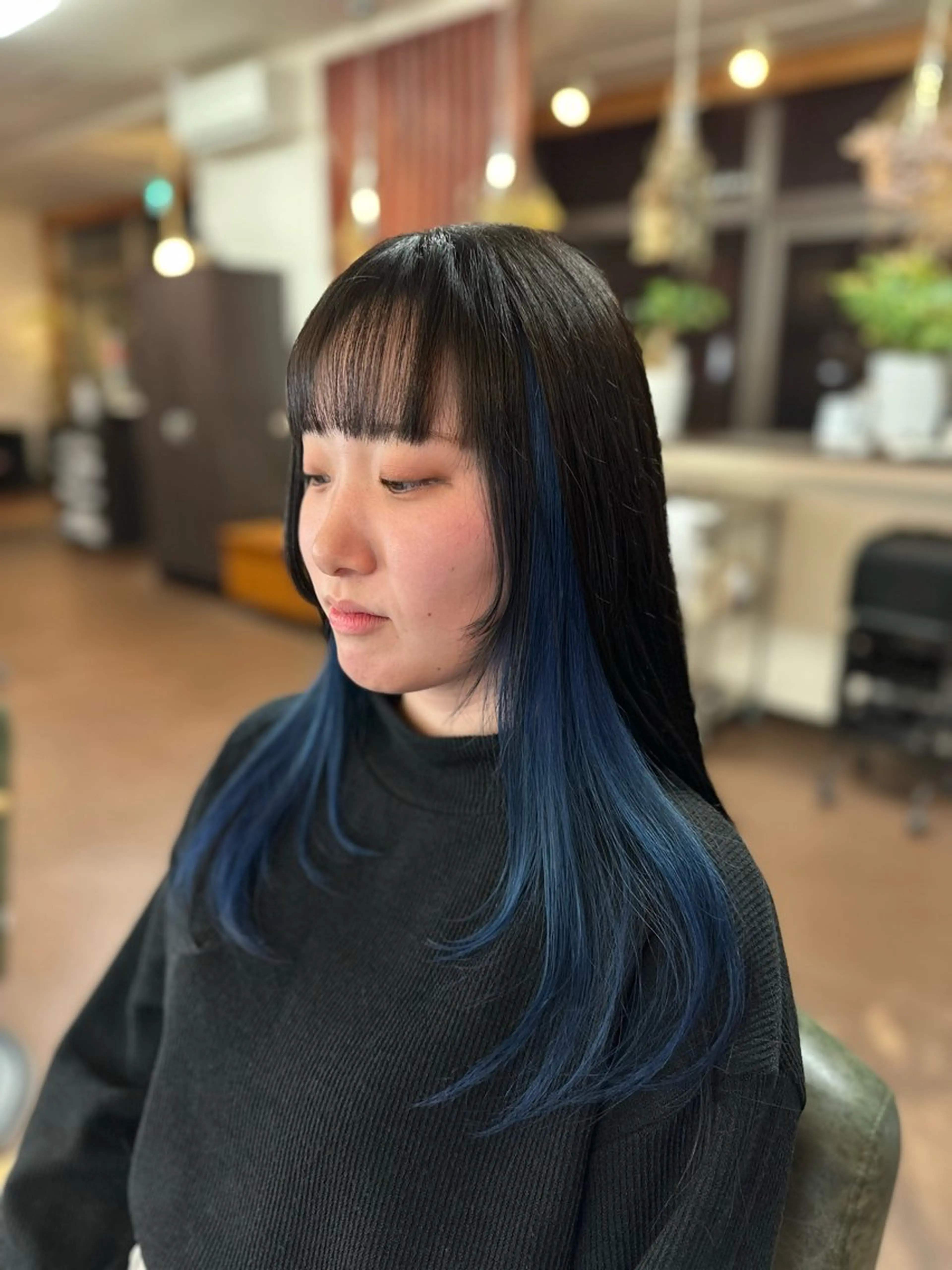 ロング カラー ブルーカラー インナーカラー ヘアカラー インナーカラー指名 No.1菊池柊真のヘアスタイル