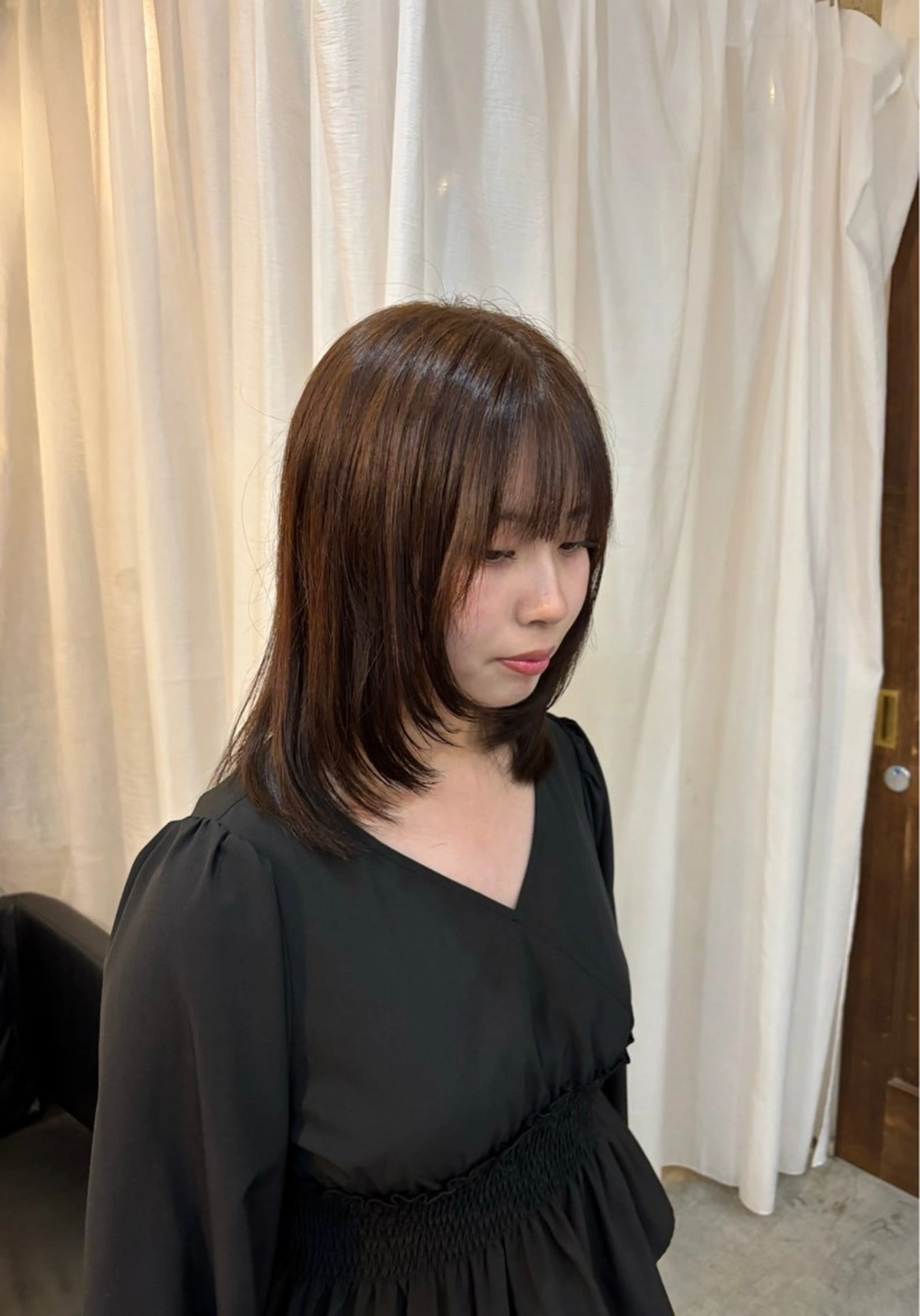 ミディアム カラー ベージュカラー ブリーチ 透明感カラー ダブルカラー ブリーチなしカラー カット ヘアカラー トリートメント ボブ/可愛いスタイル ⠀ゆらのヘアスタイル